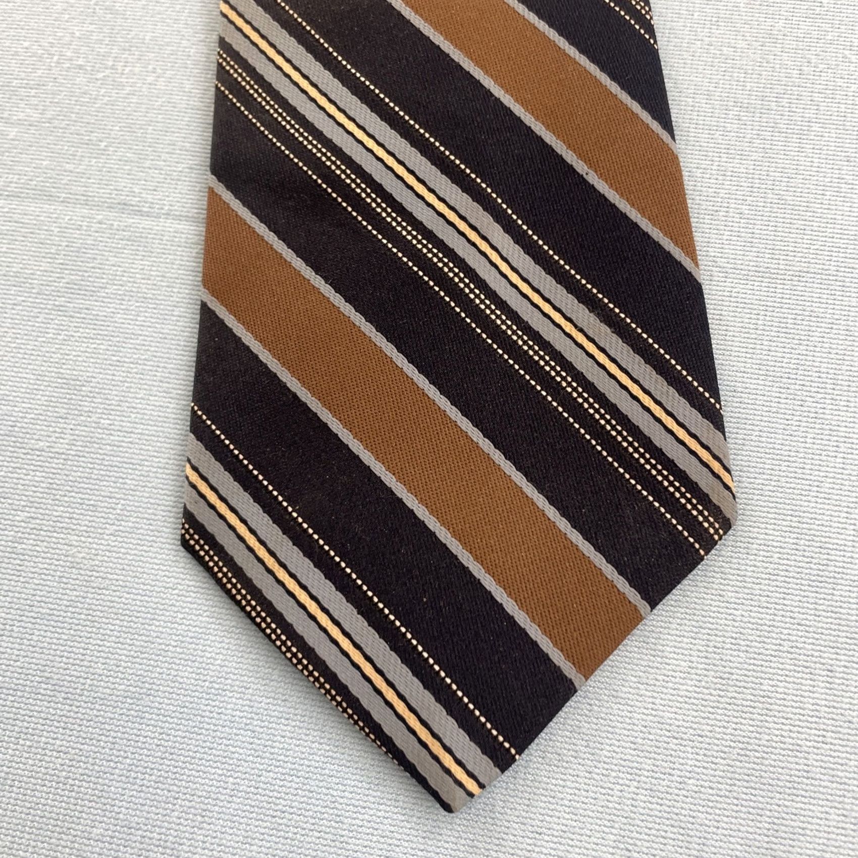 Sears Sears Repp Tie vtg 60s Men's Store Texturize Poly Necktie Stripe Brown Blue 3x55 Capsule Necktie Size ONE SIZE - 3 Thumbnail