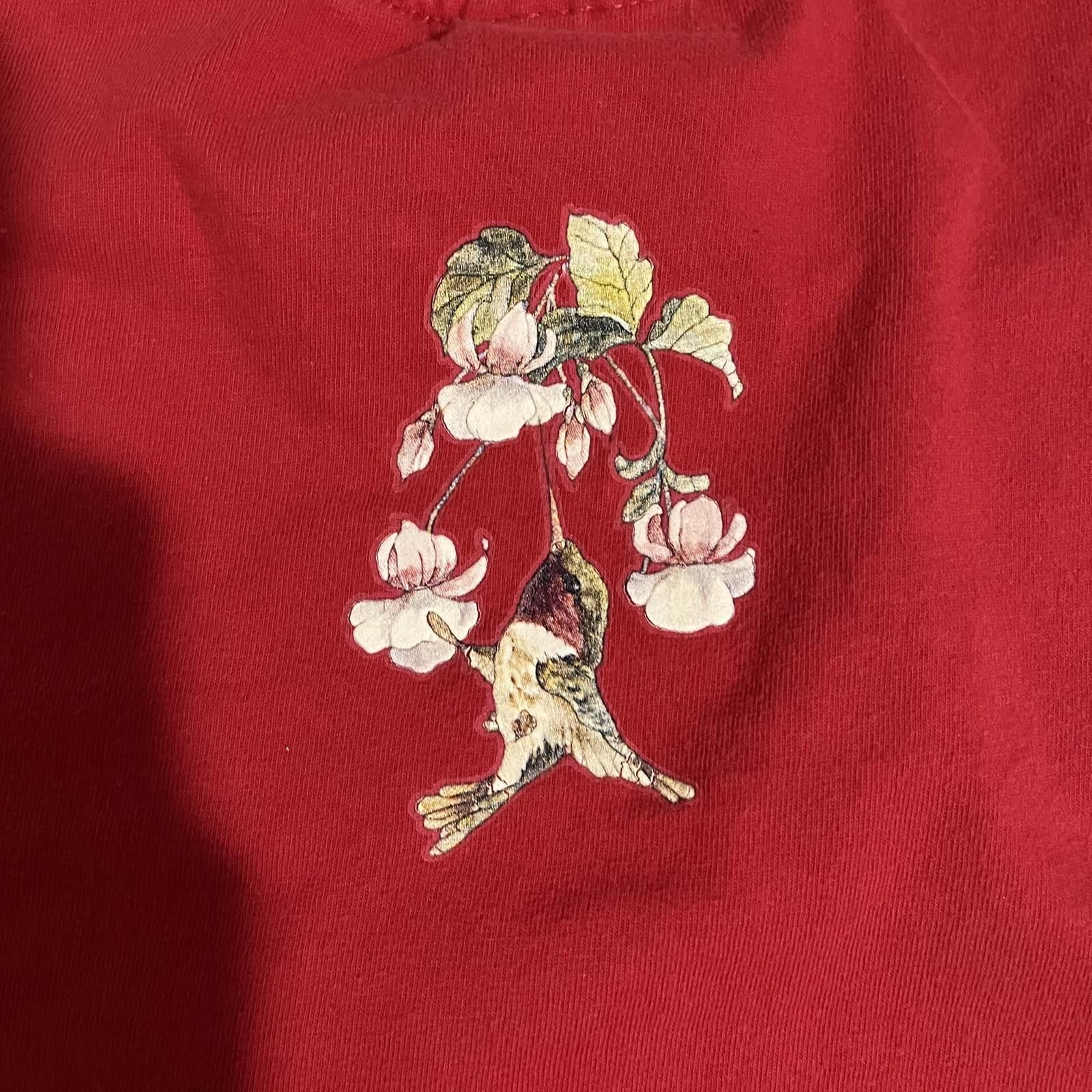 Designer Vintage 2000s Hawaii Floral Birds Red Graphic Tee Size L / US 10 / IT 46 - 4 Thumbnail