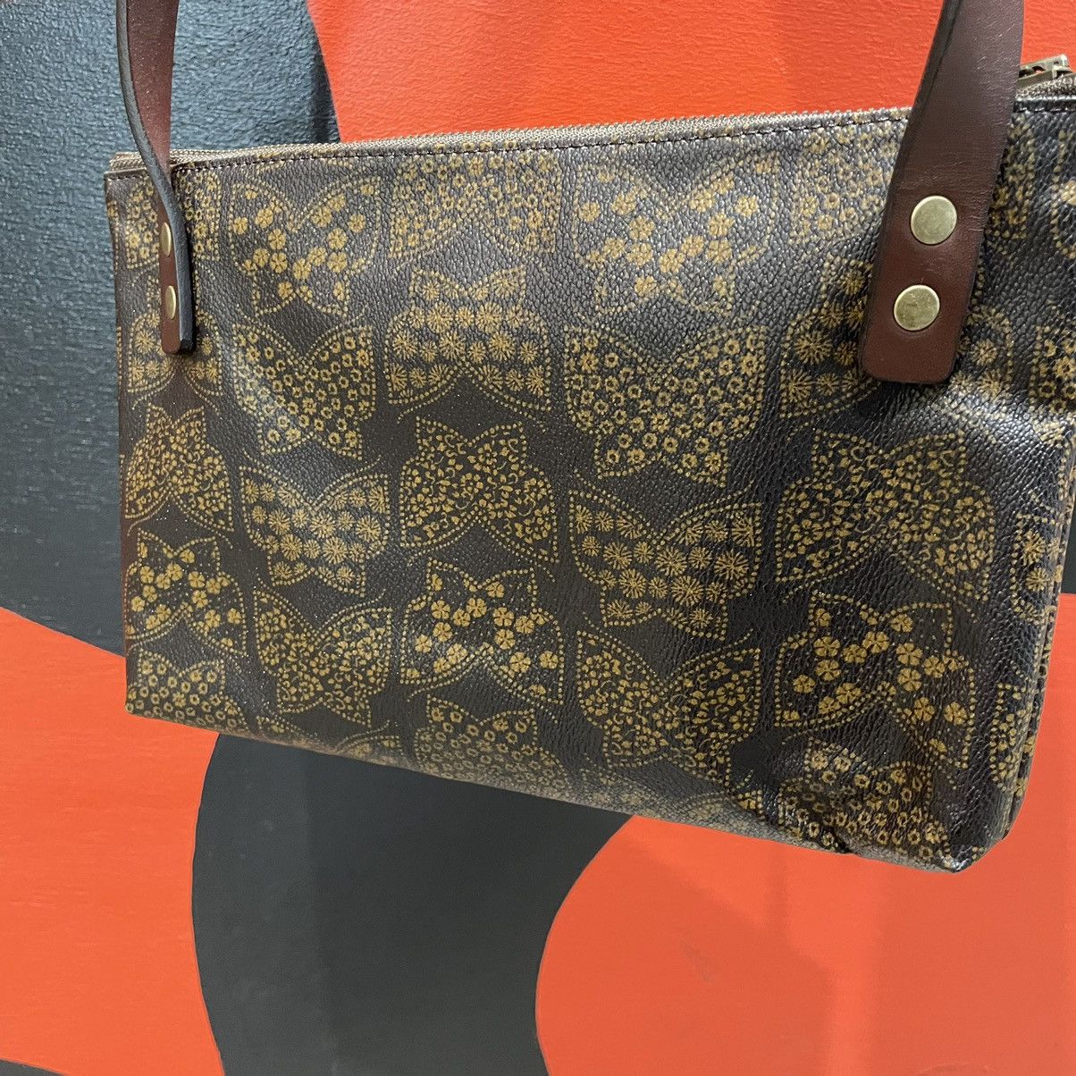 image of Needles Butterfly Leather Purse in Brown, Men's
