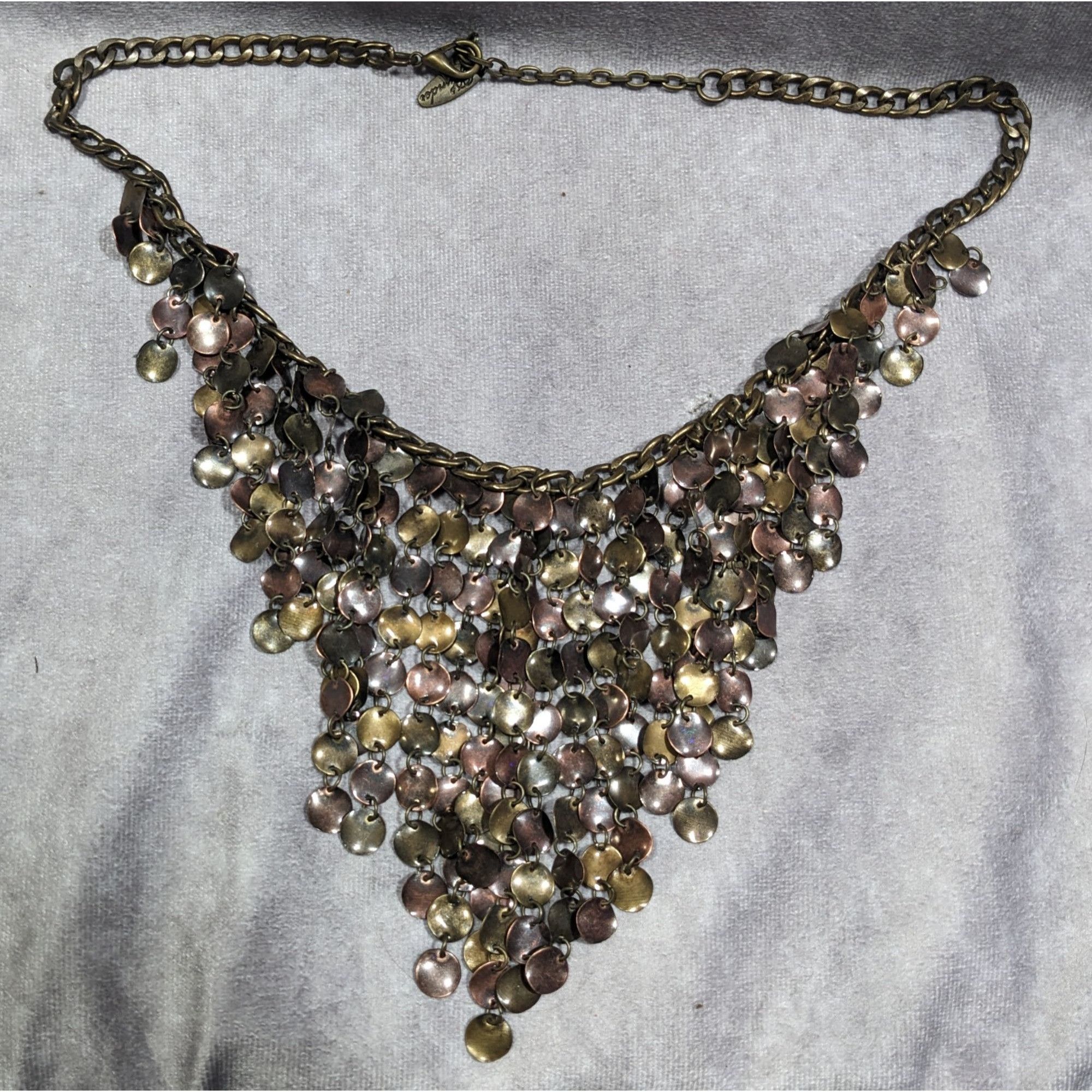 Other Plunder Jewelry Bronze Tone Disc Fringe Bib Necklace Size ONE SIZE - 6 Thumbnail