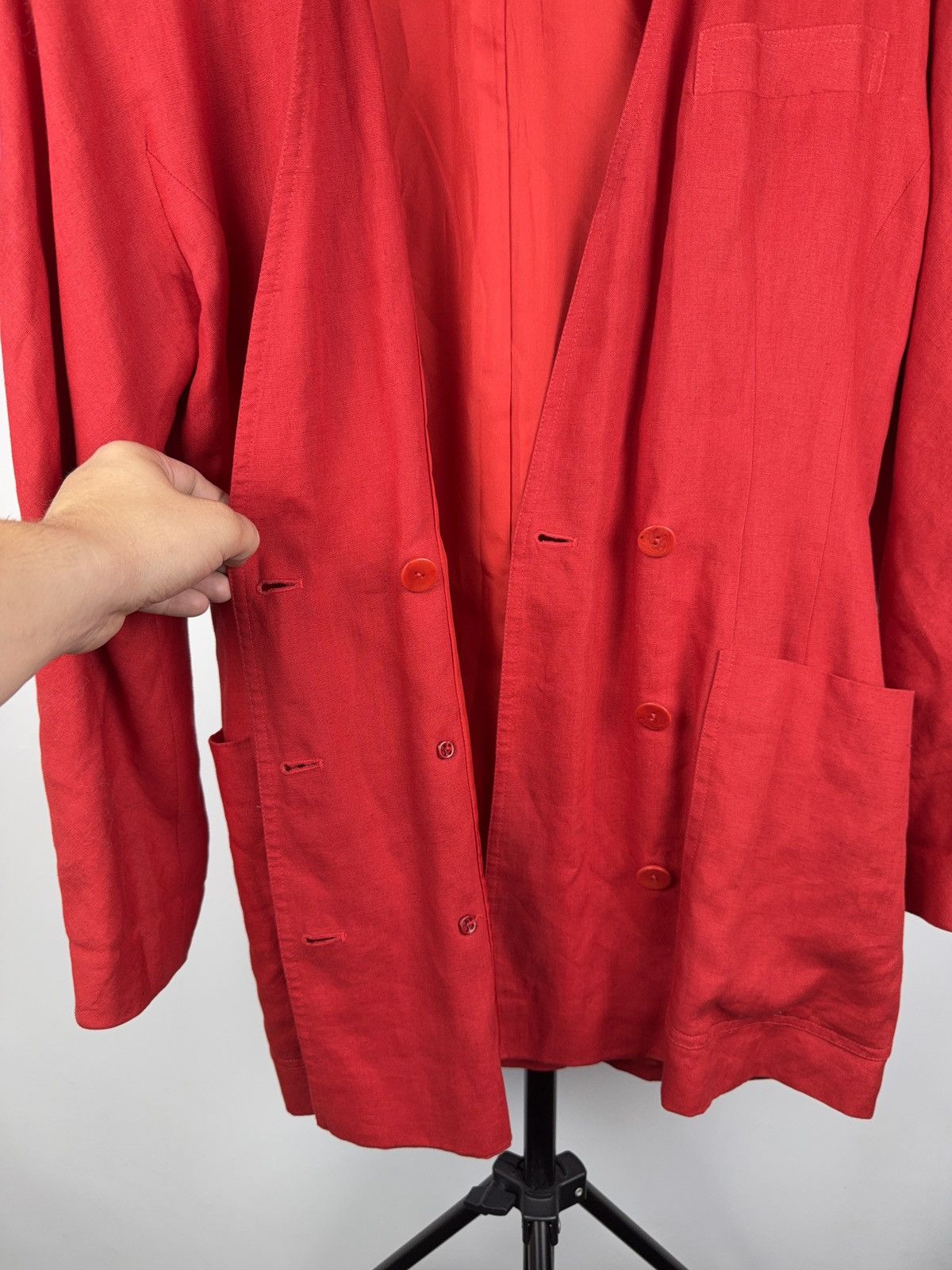 Bogner 80s Vintage Bogner Red Linen Blazer Made in West Germany Size L / US 10 / IT 46 - 11 Thumbnail