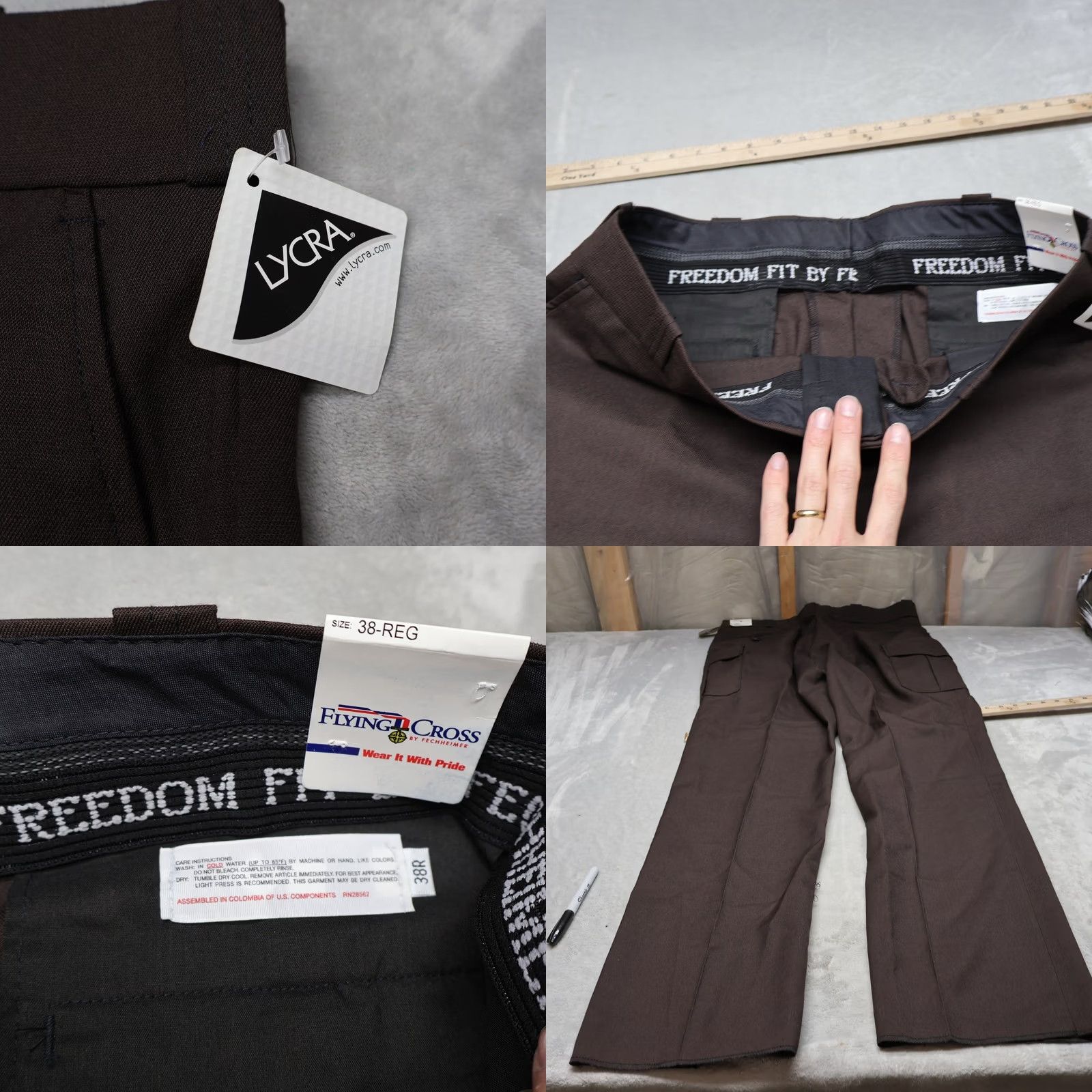 Vintage Flying Cross Cargo Pants Mens 38 Brown Lycra Straight Leg Casual Workwear Pants 36x38 New Size US 36 / EU 52 - 8 Thumbnail