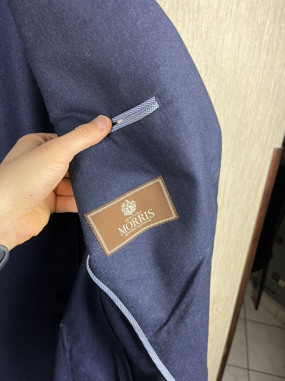 Designer × Morris Morris Heritage wool Mike plain flannel suit jacket blazer Size US L / EU 52-54 / 3 - 15 Thumbnail