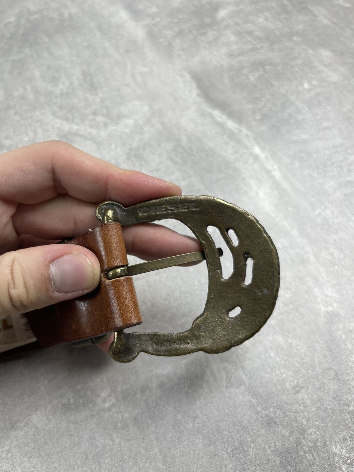 Diesel × Vintage Diesel Vintage Avant Garde Buckle Pattern Western Brown Belt Size ONE SIZE - 6 Thumbnail
