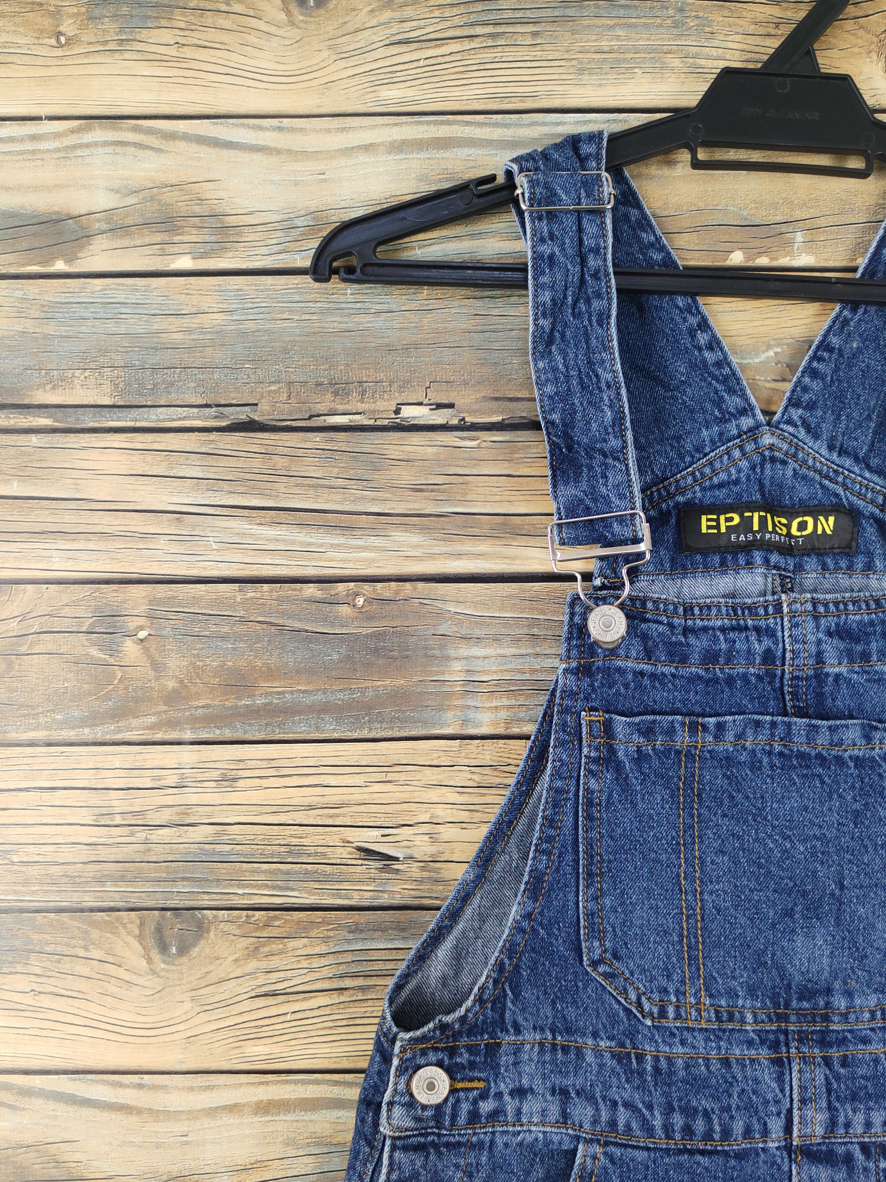Japanese Brand × Vintage Eptison Dark Blue Distressed Denim Skirt Jumpsuits Size 29" - 3 Thumbnail