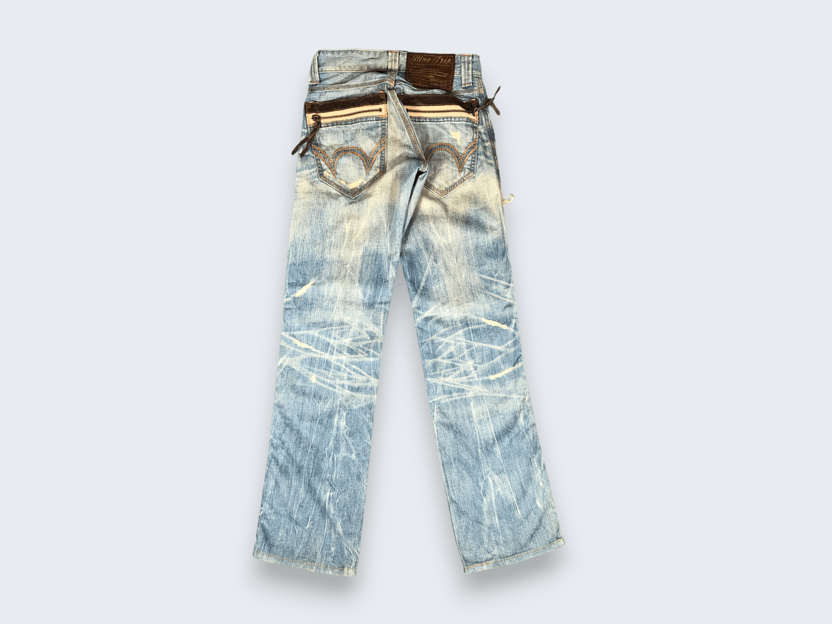 Edwin × Vintage Vintage Edwin 503 Blue Trip Jeans Distressed L1181 Size US 28 / EU 44 - 4 Thumbnail