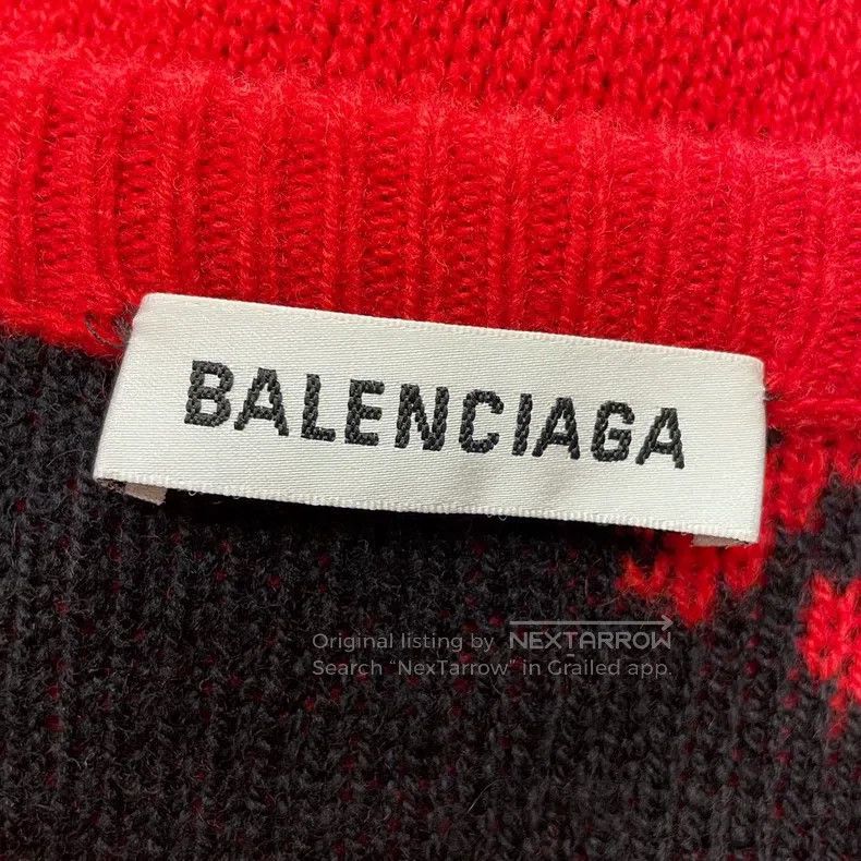 Balenciaga Balenciaga All-over Logo Red Sweater Size US XS / EU 42 / 0 - 4 Thumbnail