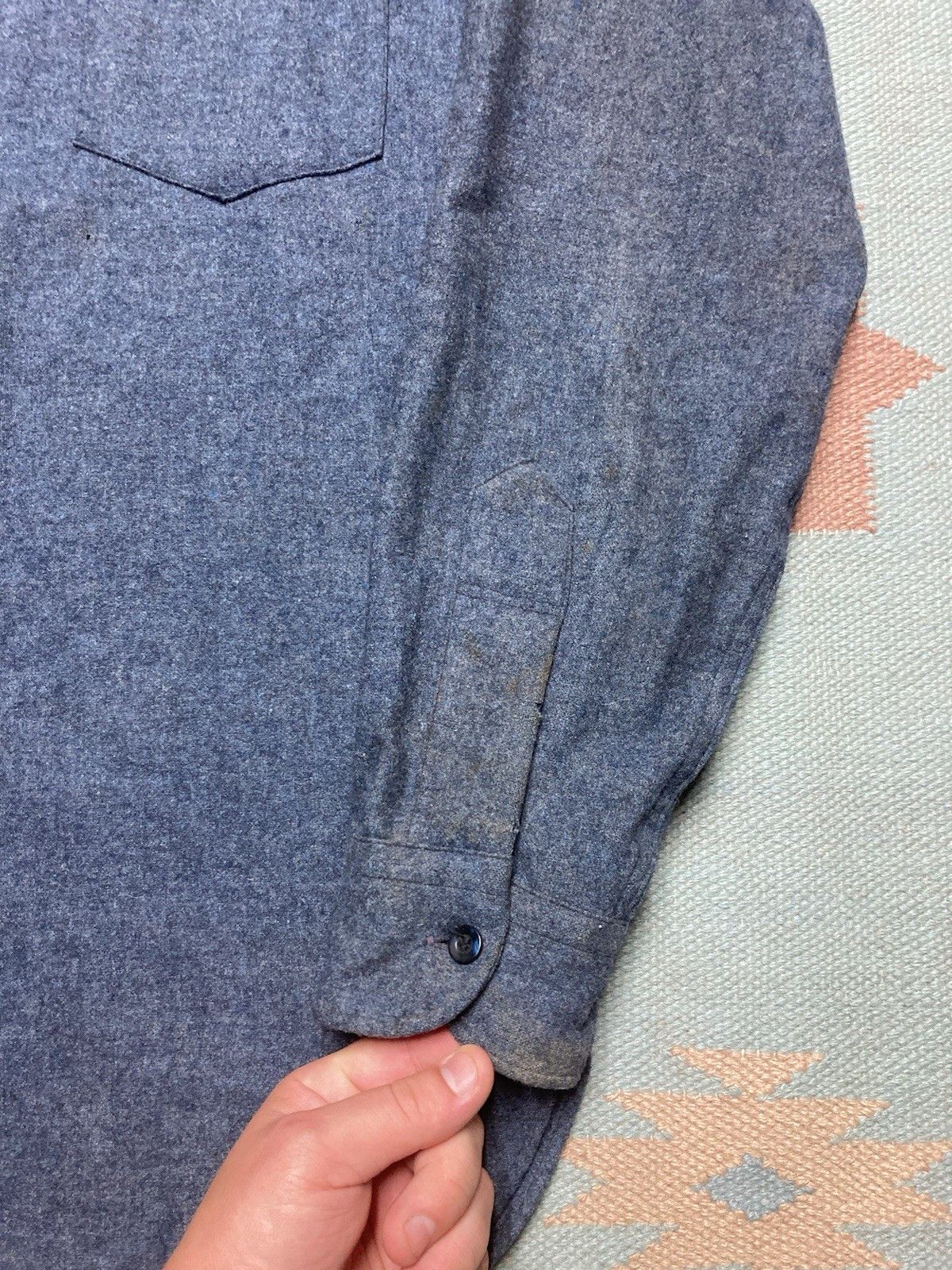 Vintage Vtg Pendleton button shirt dark blue gray one pocket small Size US S / EU 44-46 / 1 - 2 Thumbnail