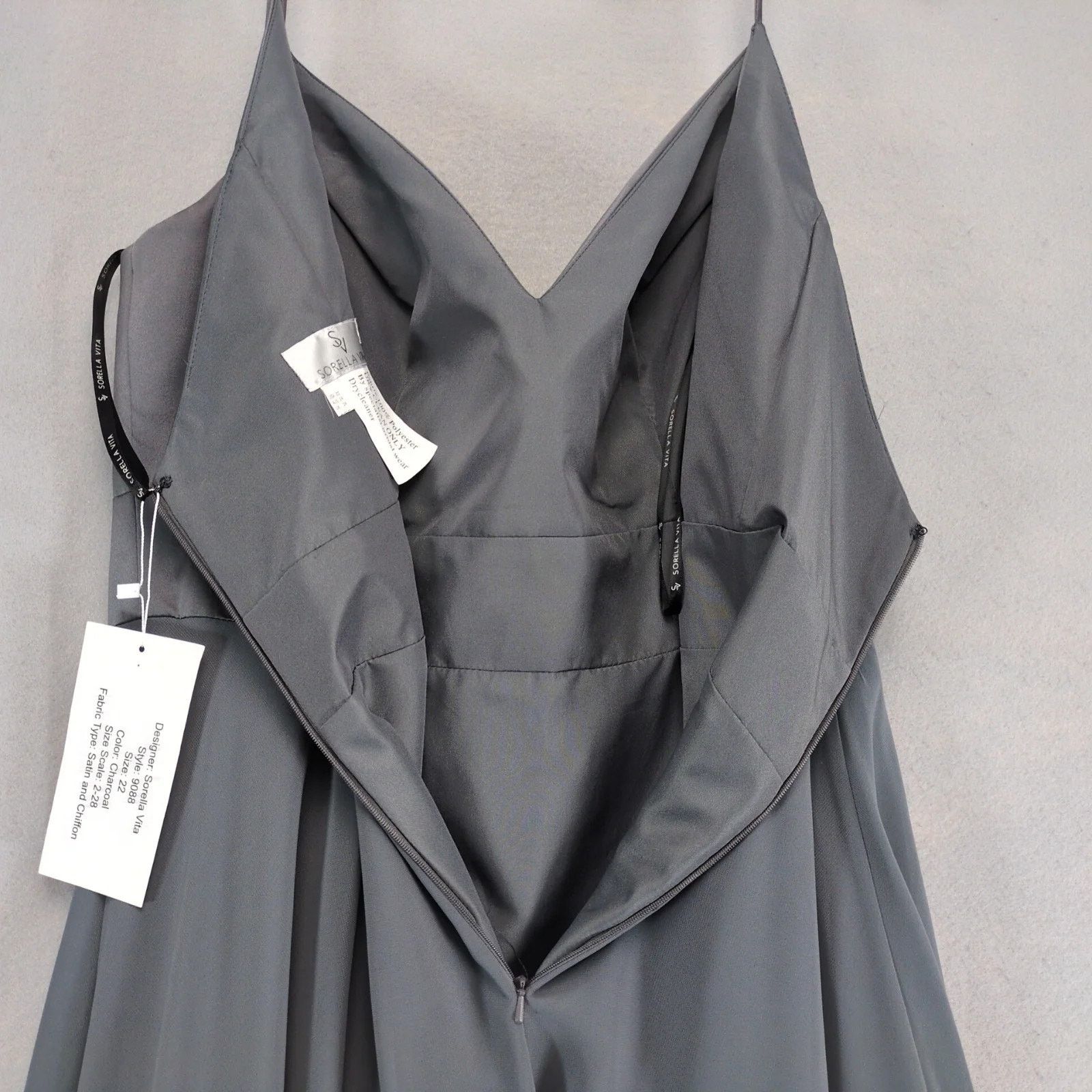 Other Sorella Vita Charcoal Floor-Length Dress Sz 22 Satin Chiffon Size 3XL / US 20-22 - 9 Thumbnail