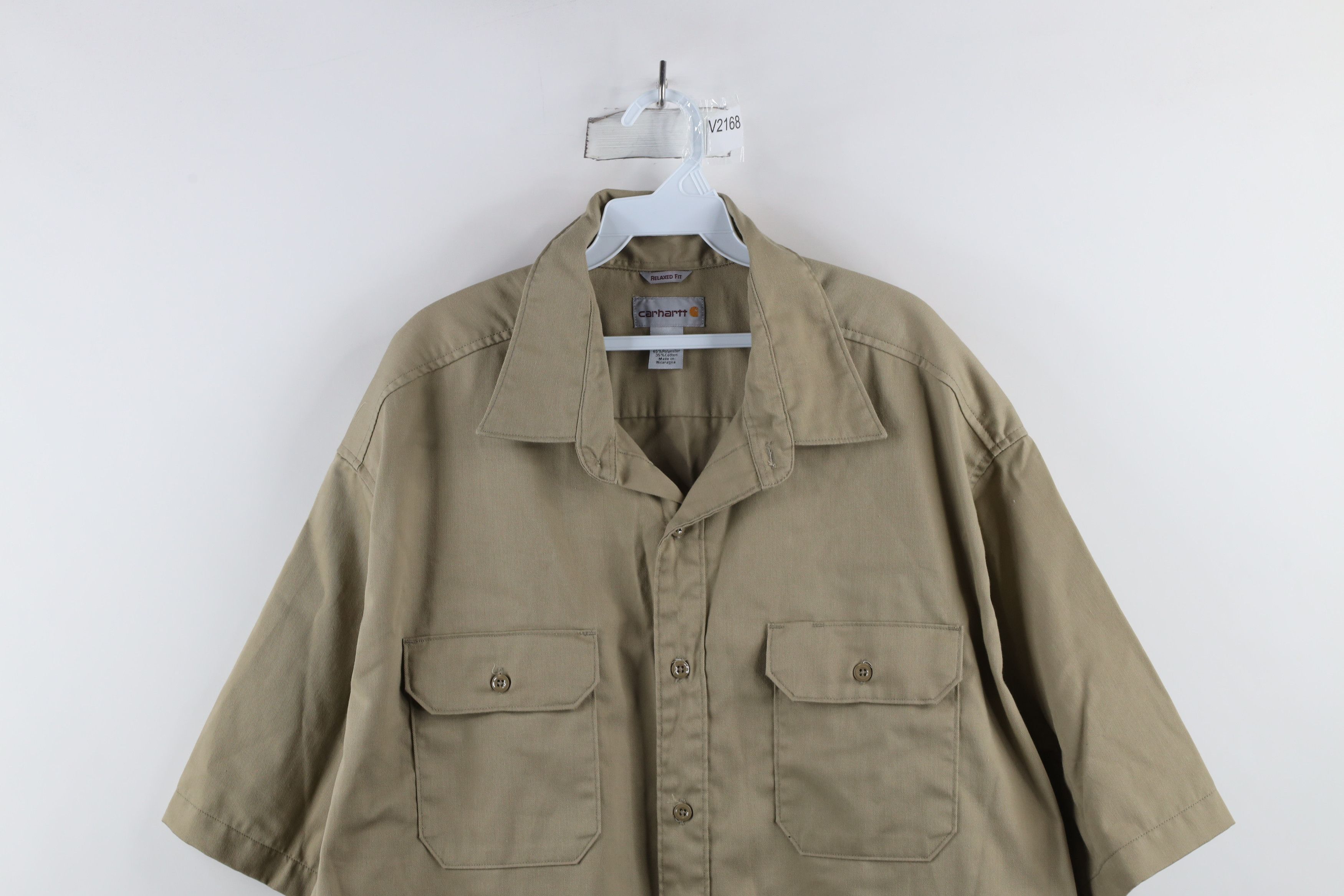 Carhartt × Vintage Vintage Carhartt Out Short Sleeve Work Mechanic Button Shirt Size US XXL / EU 58 / 5 - 2 Thumbnail