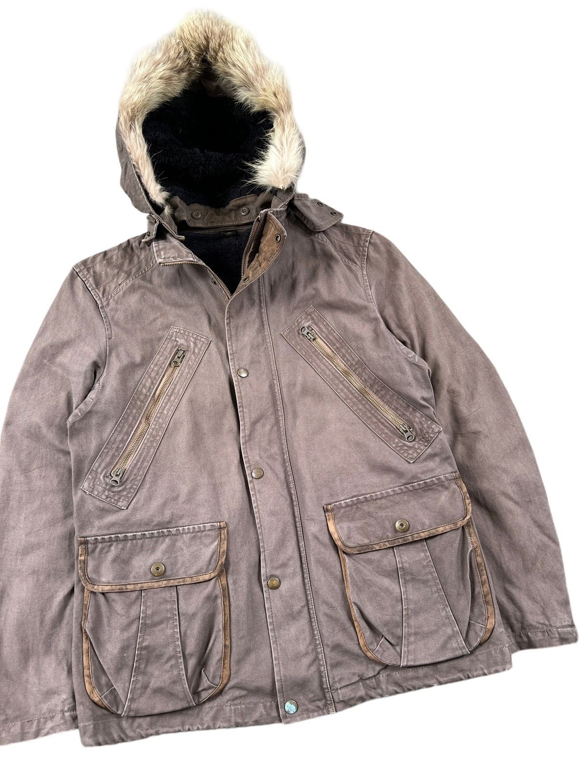 Japanese Brand × PPFM 2000 PPFM Fur Combat Parka Jacket Size US L / EU 52-54 / 3 - 4 Thumbnail