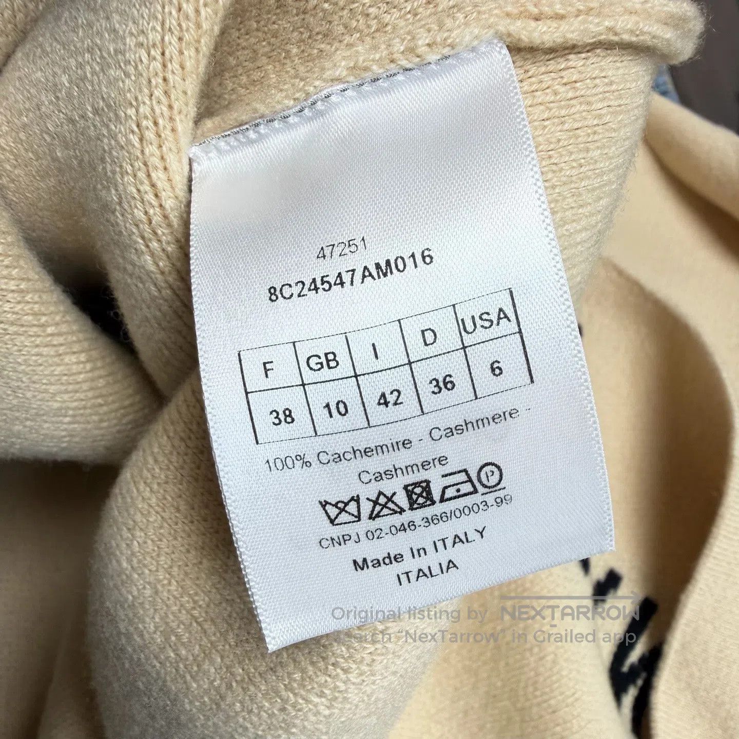 Dior Dior sizeF38 Beige Logo Striped Cashmere Sweater with Hood Size M / US 6-8 / IT 42-44 - 6 Thumbnail