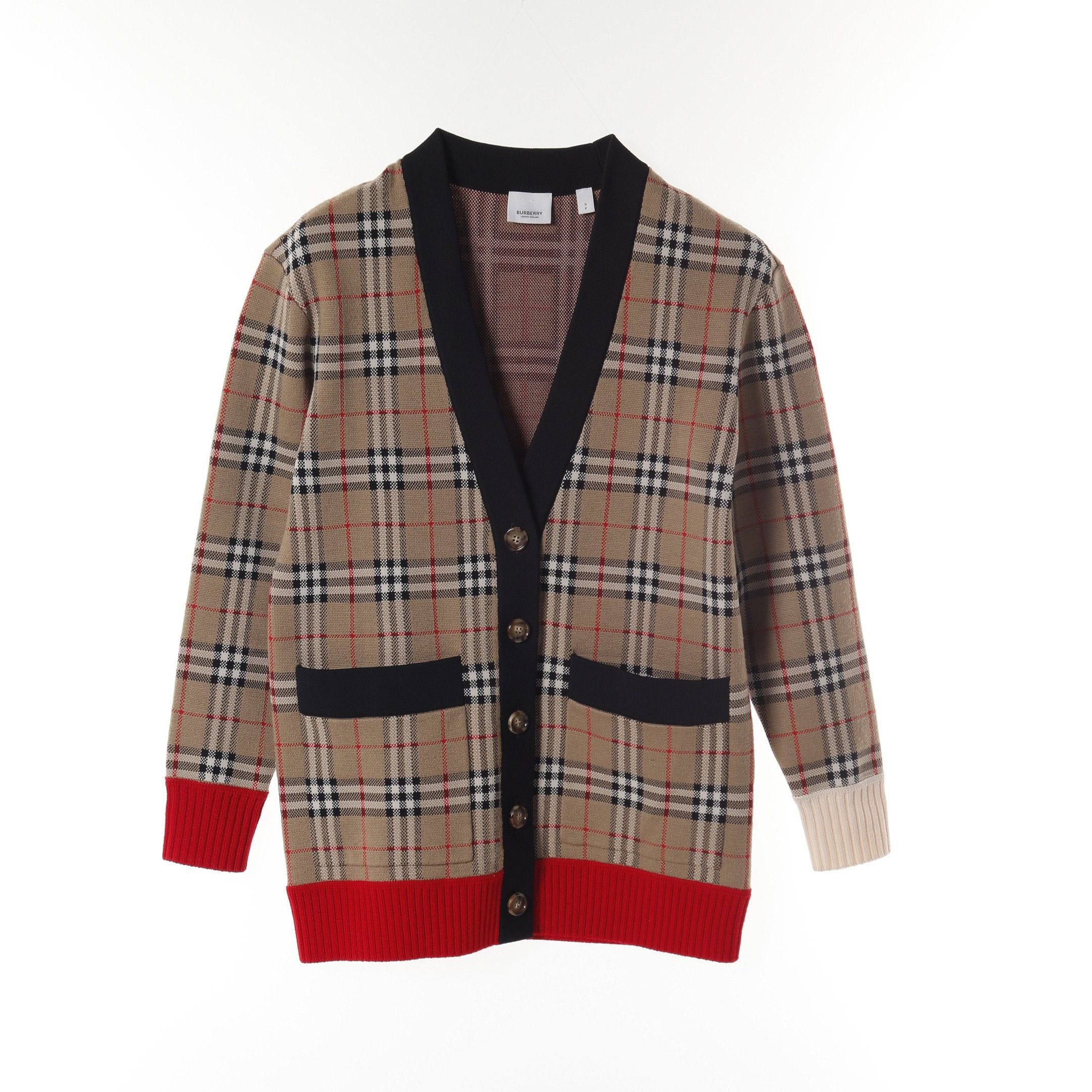 Burberry Burberry Nova Check Cardigan Wool Beige Multicolor Size ONE SIZE - 1 Thumbnail