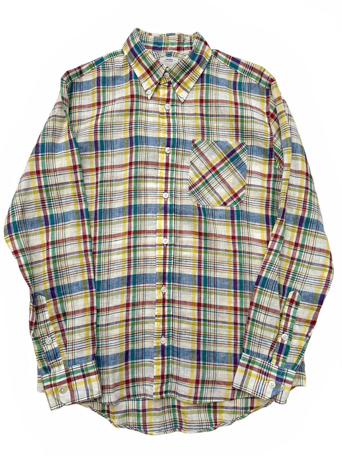 Image of Visvim Sz1 12Ss Madras Linen Plaid Shirt in Rainbow, Men's (Size Small)