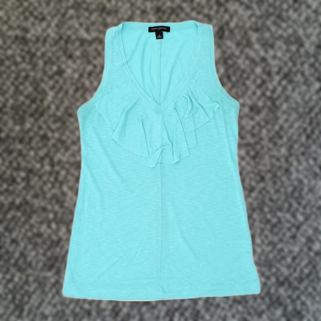 Banana Republic VINTAGE Banana Republic Womens Vest Top UK 6 XS Turquoise Polyester JL03 Size XS / US 0-2 / IT 36-38 - 1 Thumbnail