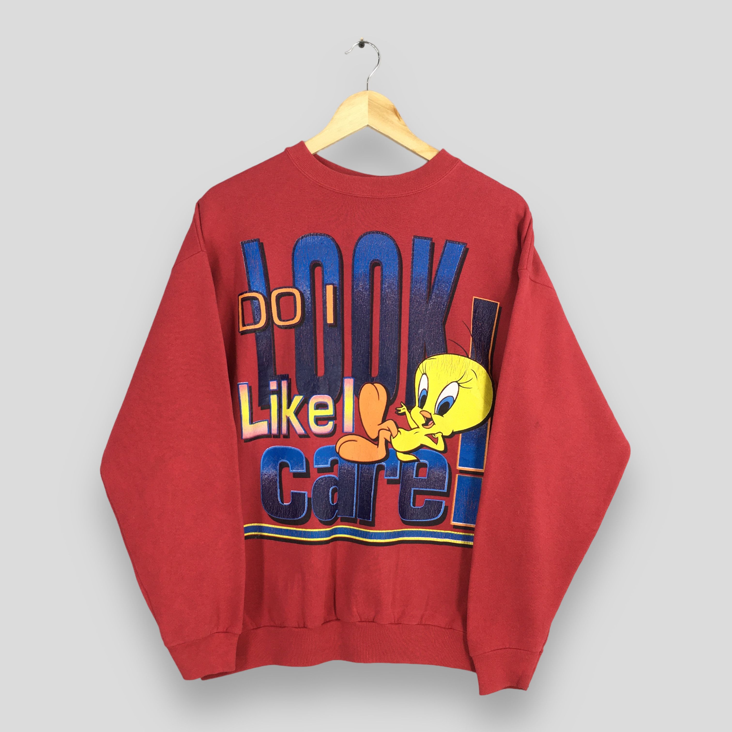 Cartoon Network × Vintage × Warner Bros Vintage 90s Tweety Bird Looney Tunes Red Sweatshirt Medium Size US M / EU 48-50 / 2 - 1 Thumbnail