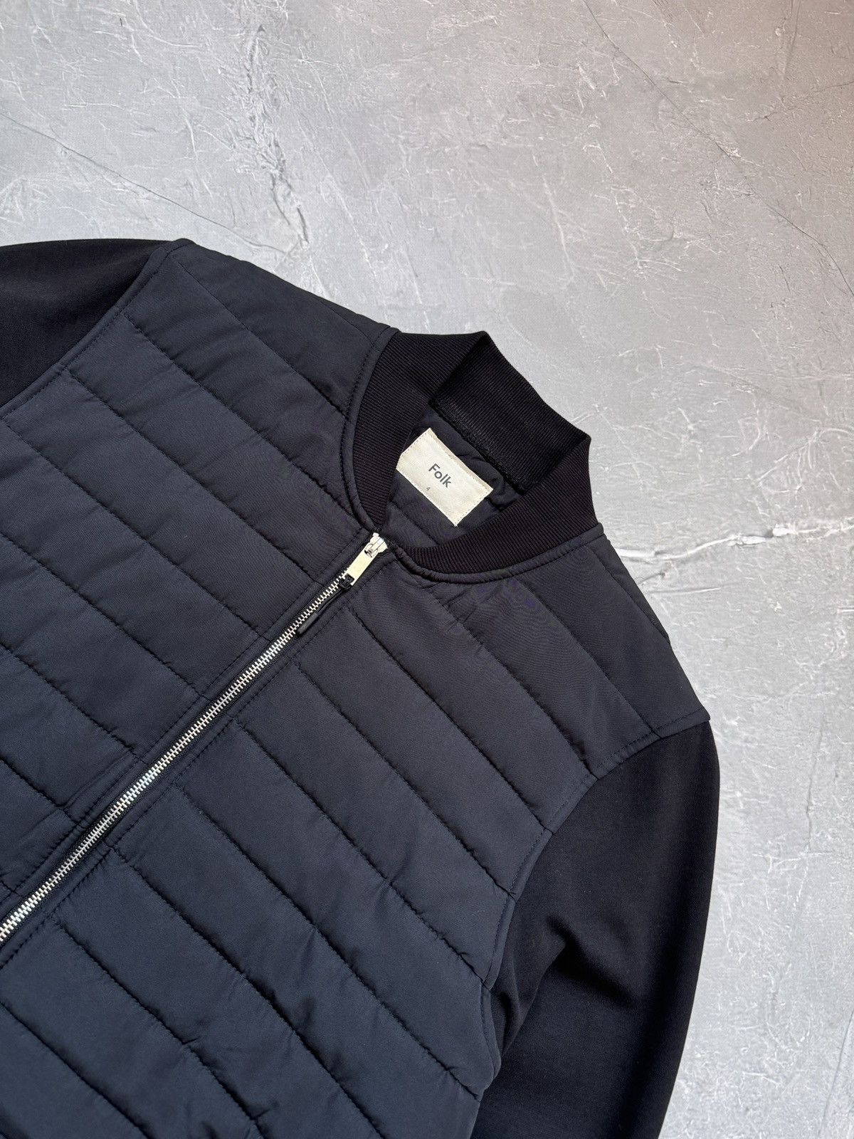 Folk Folk Nylon Cotton Quilted Light Bomber Jacket Black Size US L / EU 52-54 / 3 - 6 Thumbnail