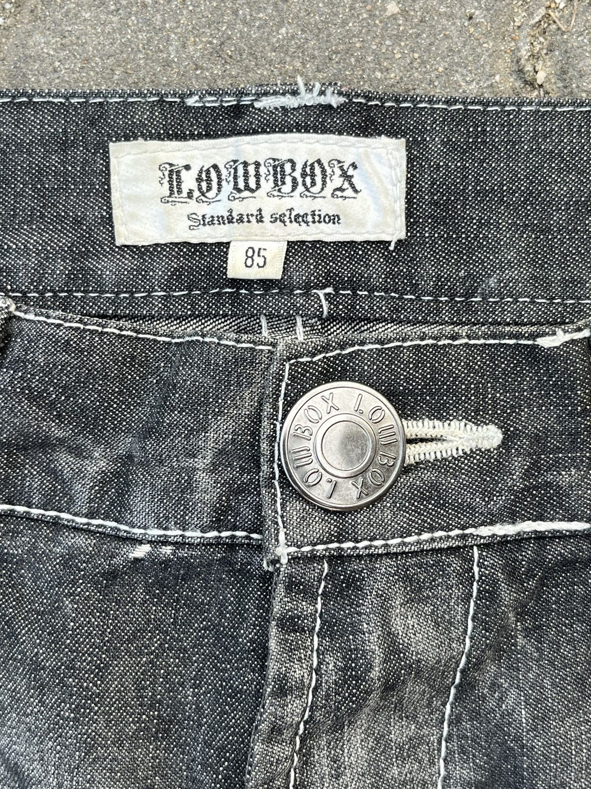 Vintage Japanese Brand Lowbox Distressed Charcoal Faded Jean