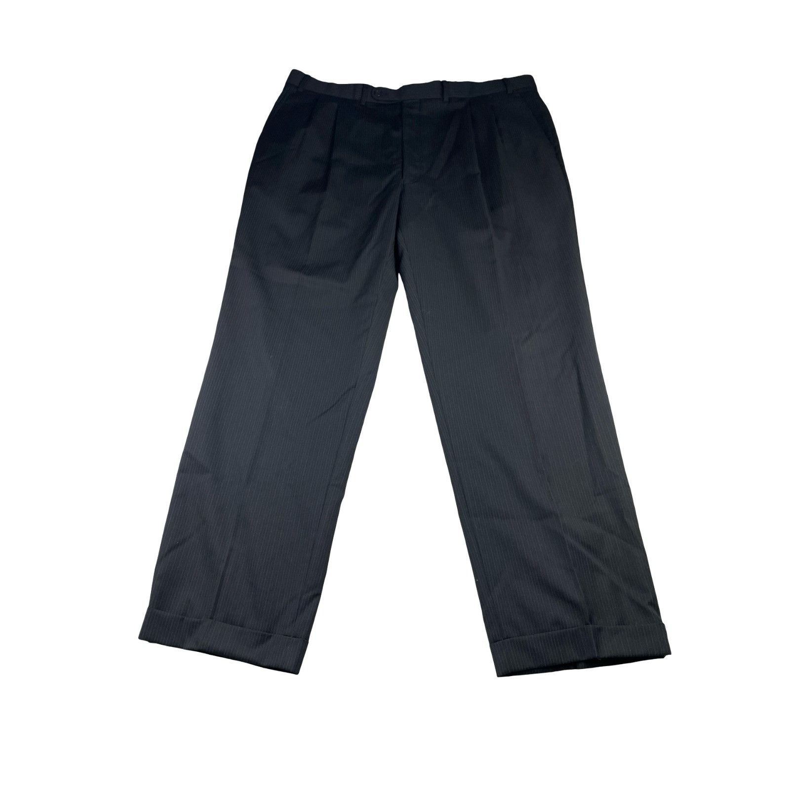 Jack Victor Jack Victor Men’s Valentino 100% Wool Suit Black/Blue Stripe Size 40L - 13 Thumbnail