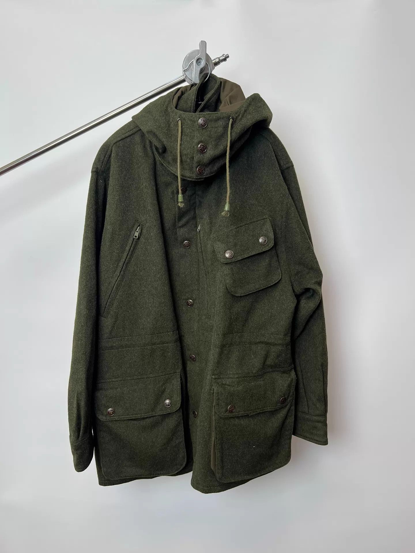 Unknown London Vintage Dark Green S.Collar Detach Hood Wool Coat Size US S / EU 44-46 / 1 - 3 Thumbnail
