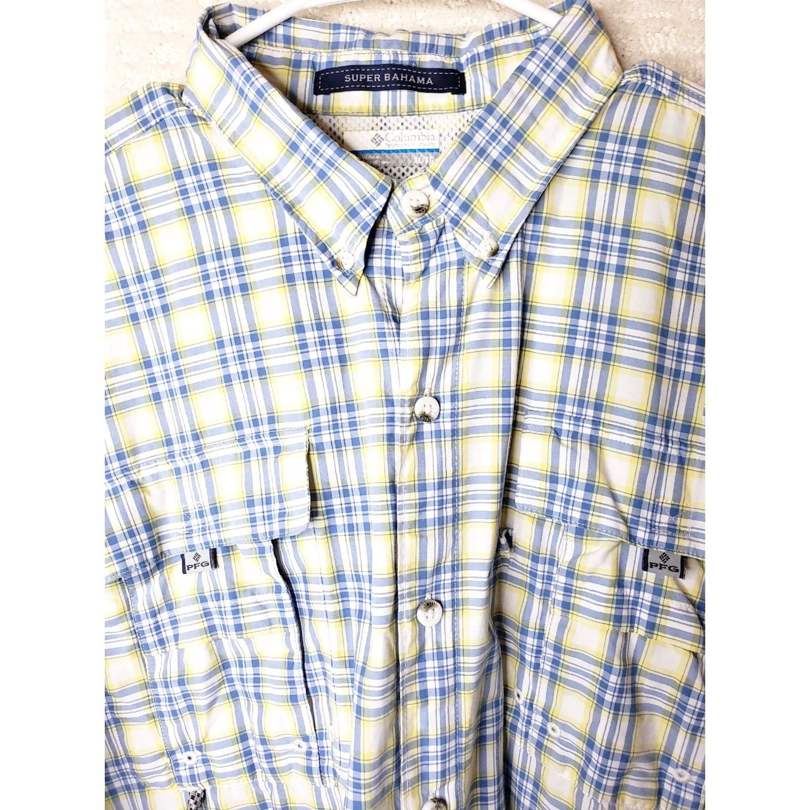 Vintage VINTAGE COLUMBIA PFG Shirt Mens XL Blue Yellow Plaid Long Sleeve OMNI-SHADE Size US XL / EU 56 / 4 - 3 Thumbnail