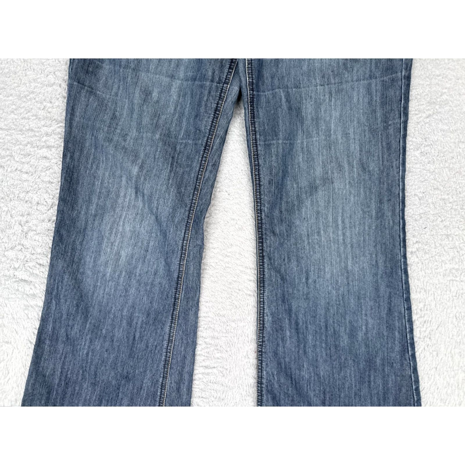 Denime Beau Jeans Womens 8 Wide-Leg Denim Blue Medium Wash Mid Rise Relaxed Stretch 28x32 Jeans Size 30" / US 8 / IT 44 - 3 Thumbnail