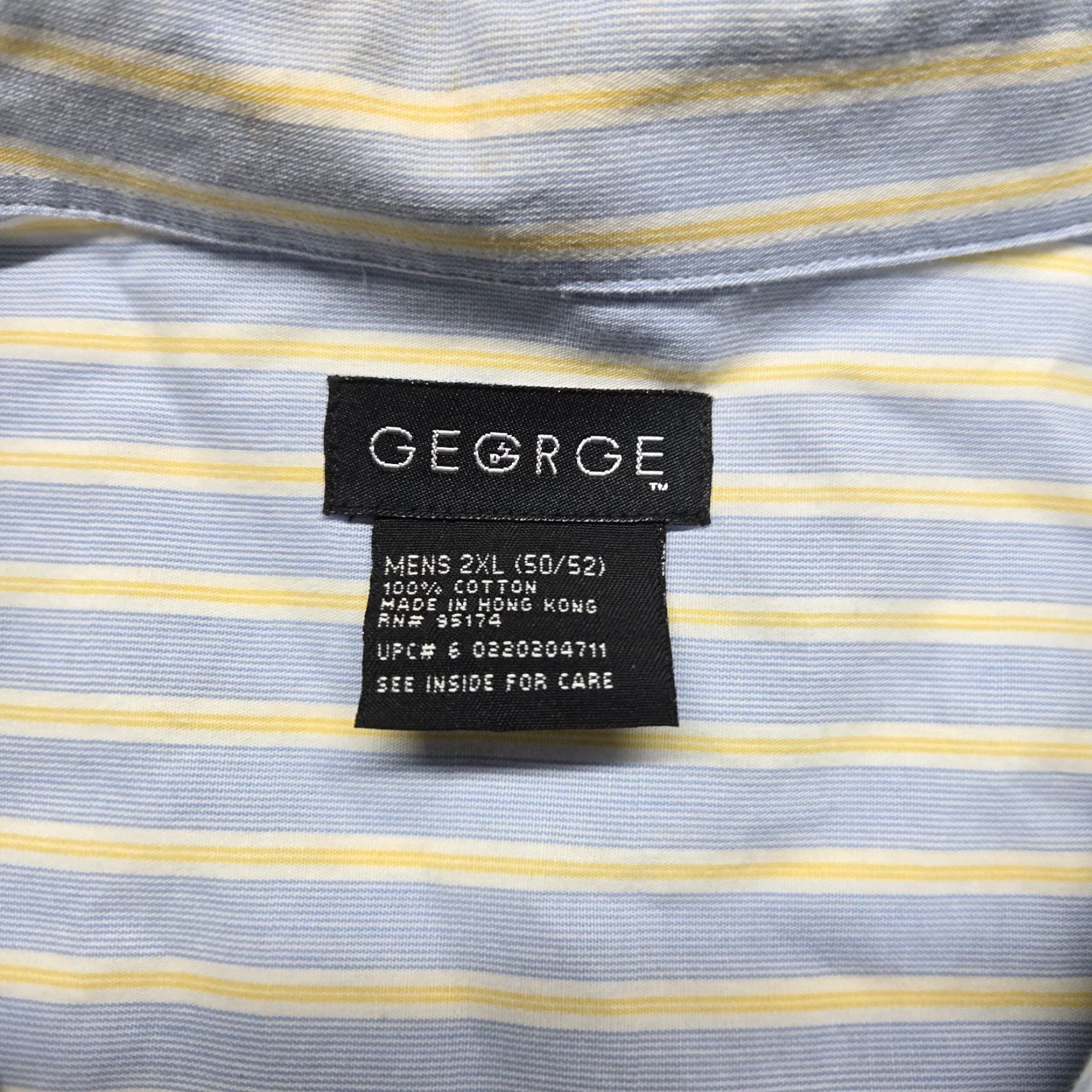 George George Shirt Blue Striped Long Sleeve Button Up 100% Cotton Casual Adult Men 2XL Size US XXL / EU 58 / 5 - 3 Thumbnail