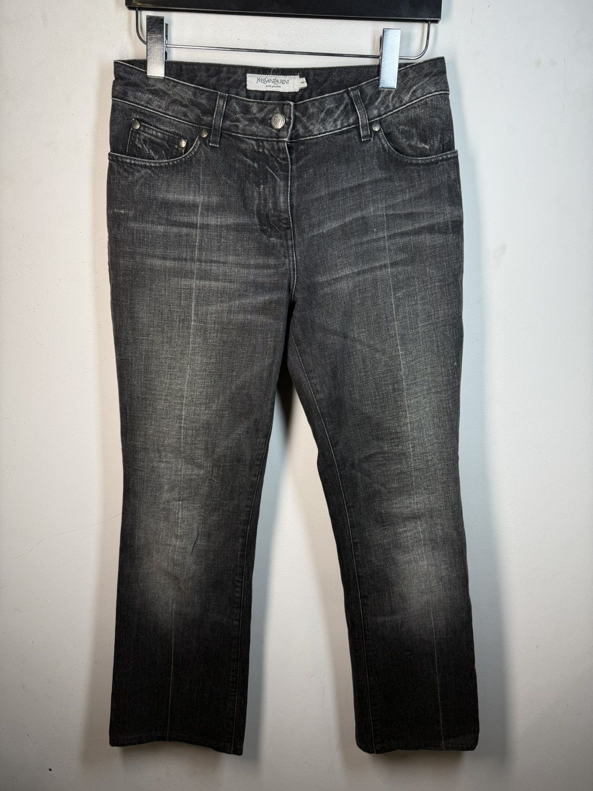 Yves Saint Laurent 2003 30x29 YSL Jeans Flare Denim Pants Black Rive Gauche Size US 30 / EU 46 - 2 Thumbnail