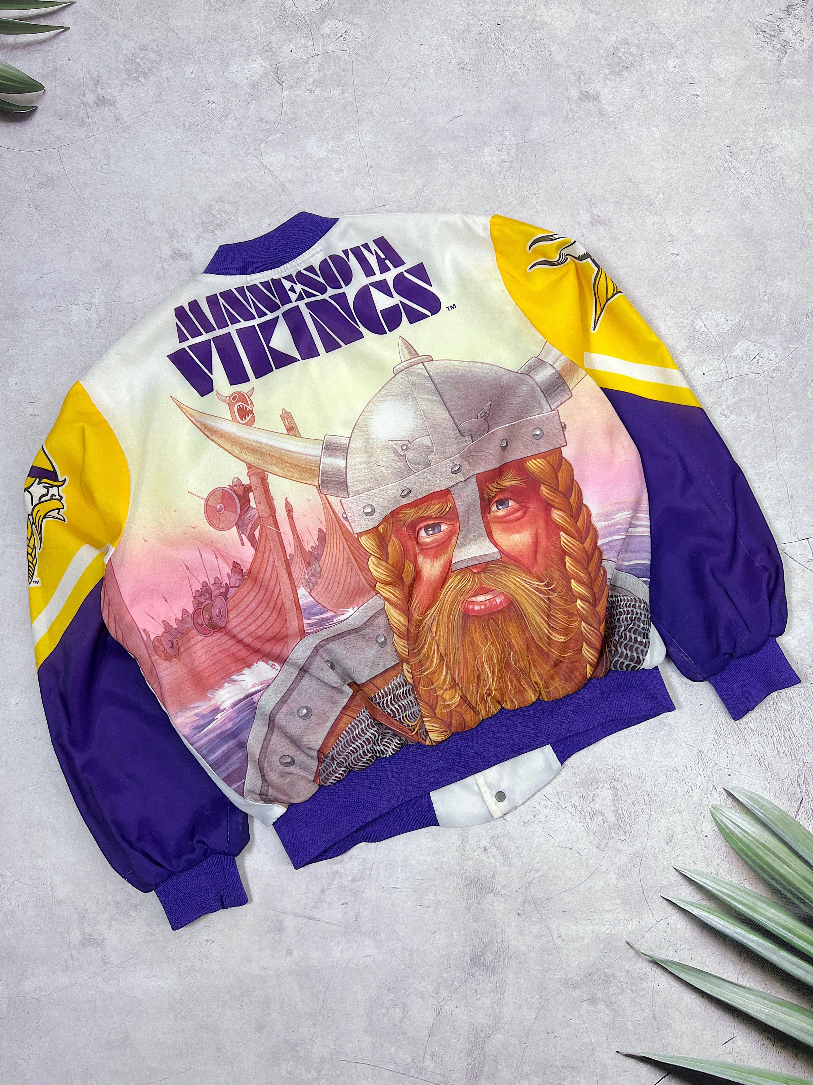 Image of Vintage Minnesota Vikings Bomber Jacket Chalk Line, Men's (Size XL)