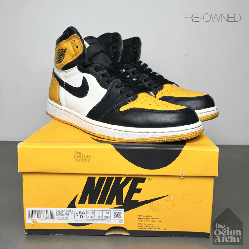 Jordan Brand Air Jordan 1 Retro High OG 'Yellow Toe-Taxi' Pre-Owned Size US 10.5 / EU 43-44 - 1 Thumbnail