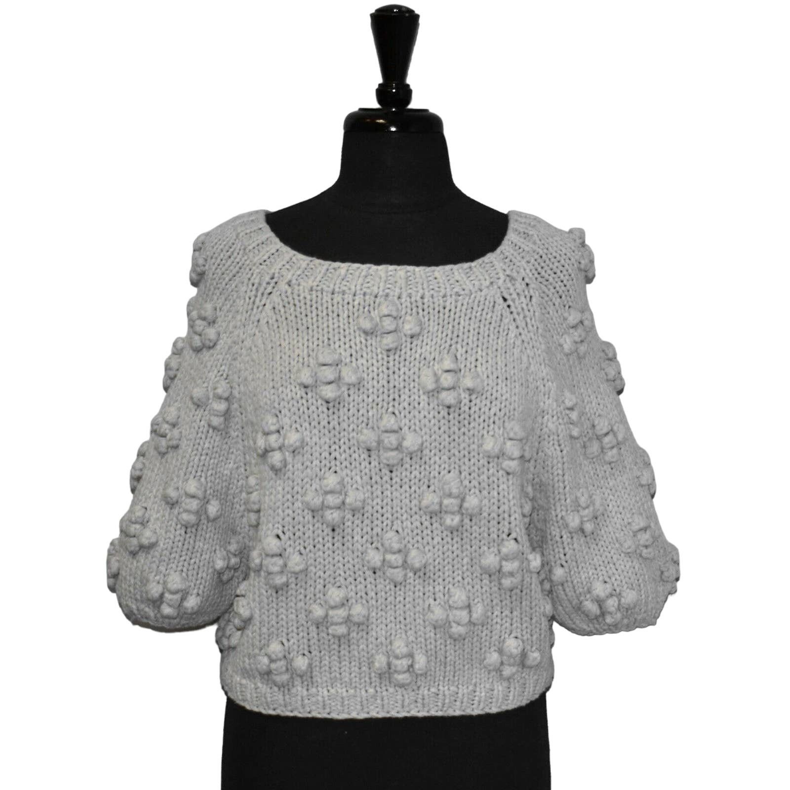 Caron Callahan A6 NEW CALLAHAN Light Gray Knit Cotton/Acrylic Sweater Sz M Size M / US 6-8 / IT 42-44 - 2 Thumbnail