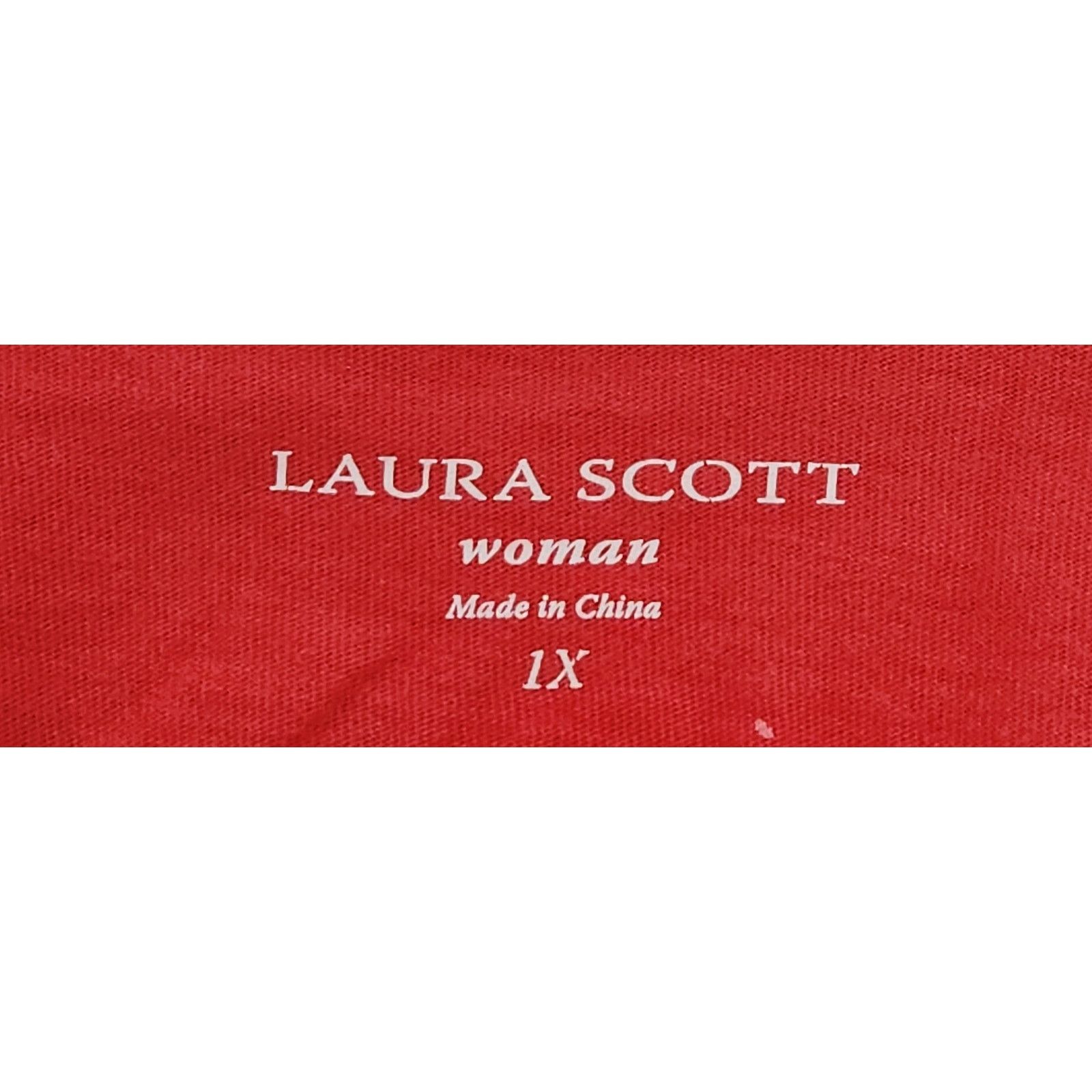 Other Laura Scott Pink Orange Embroidered Sequin V Neck Top 1X Size XXL / US 16-18 / IT 52-54 - 5 Thumbnail