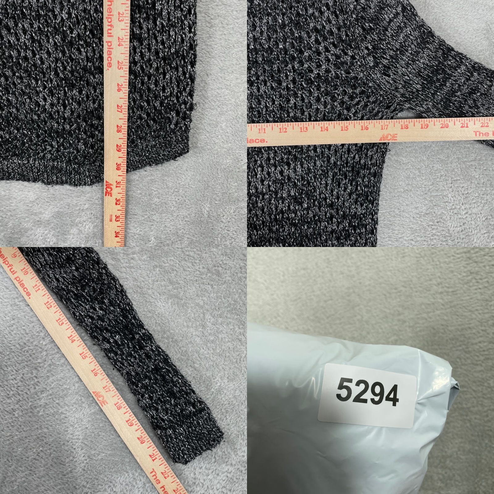 Apt. 9 Apt 9 Sweater Womens Large Black Metallic Open Knit Crochet Long Sleeve Size L / US 10 / IT 46 - 8 Thumbnail