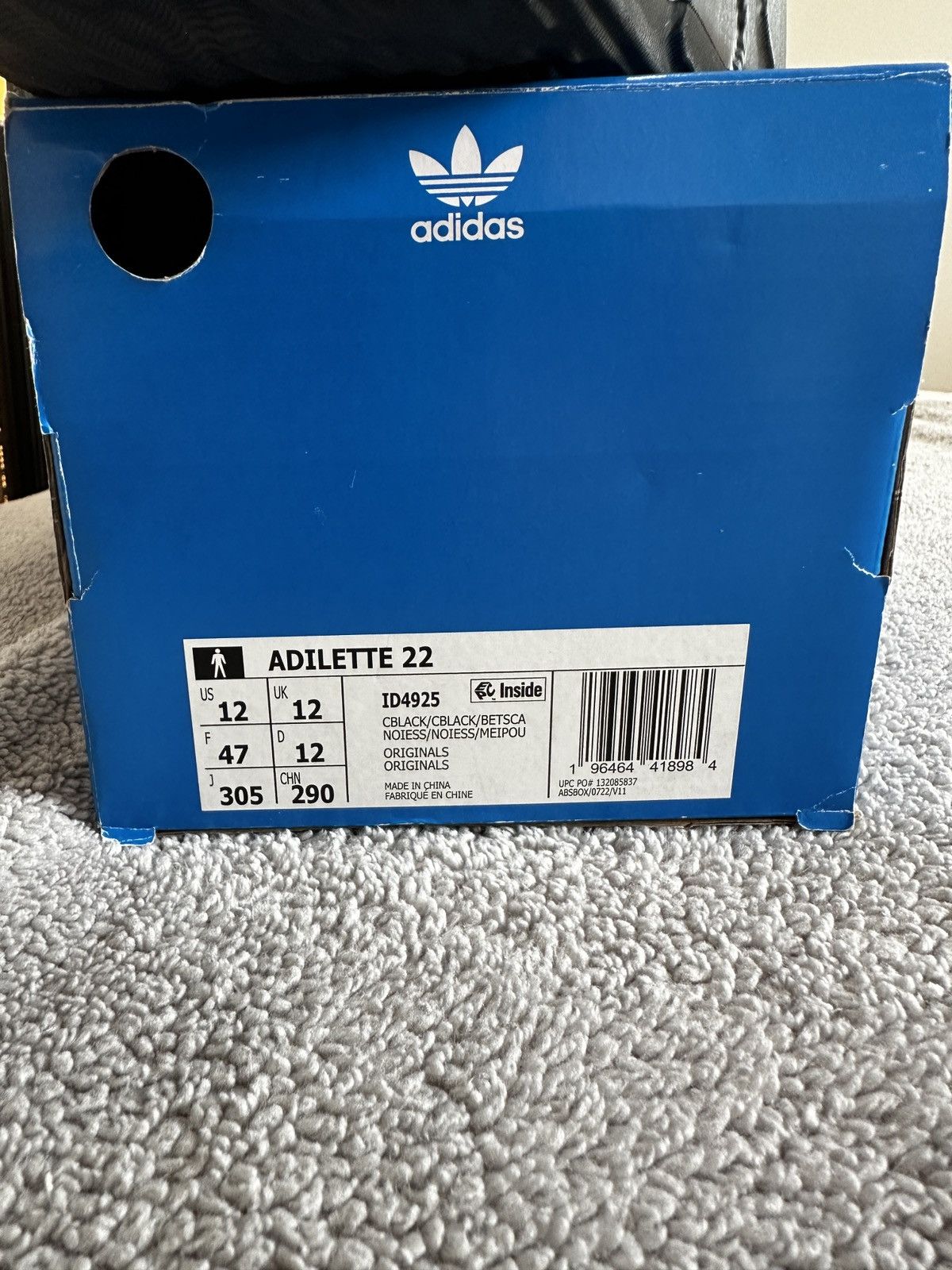 Adidas Adidas Adilette 22 black Size US 13 / EU 46 - 3 Thumbnail