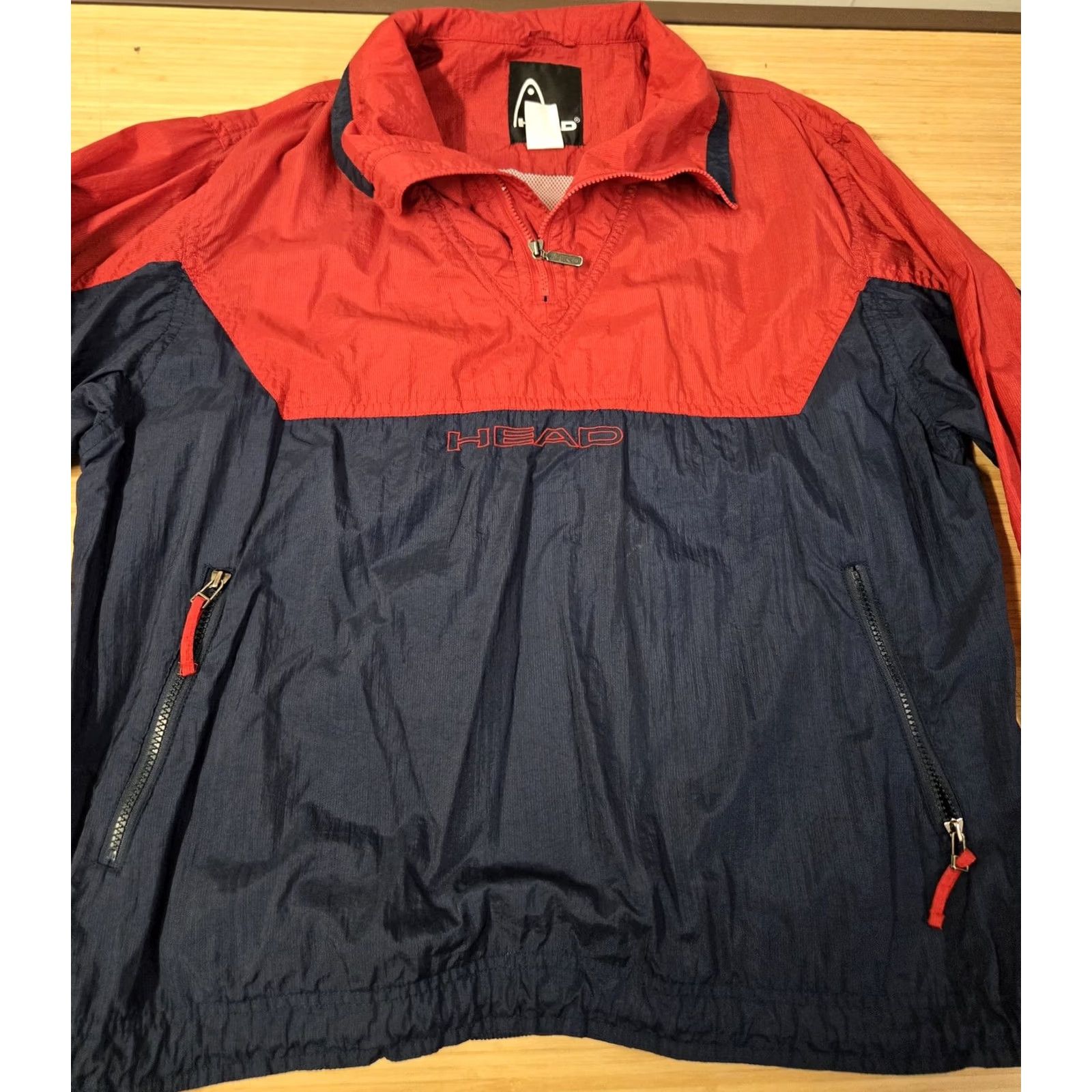 Vintage VINTAGE Head Pullover Jacket Mens Large Red Navy Nylon Windbreaker 90s Retro Size US L / EU 52-54 / 3 - 3 Thumbnail
