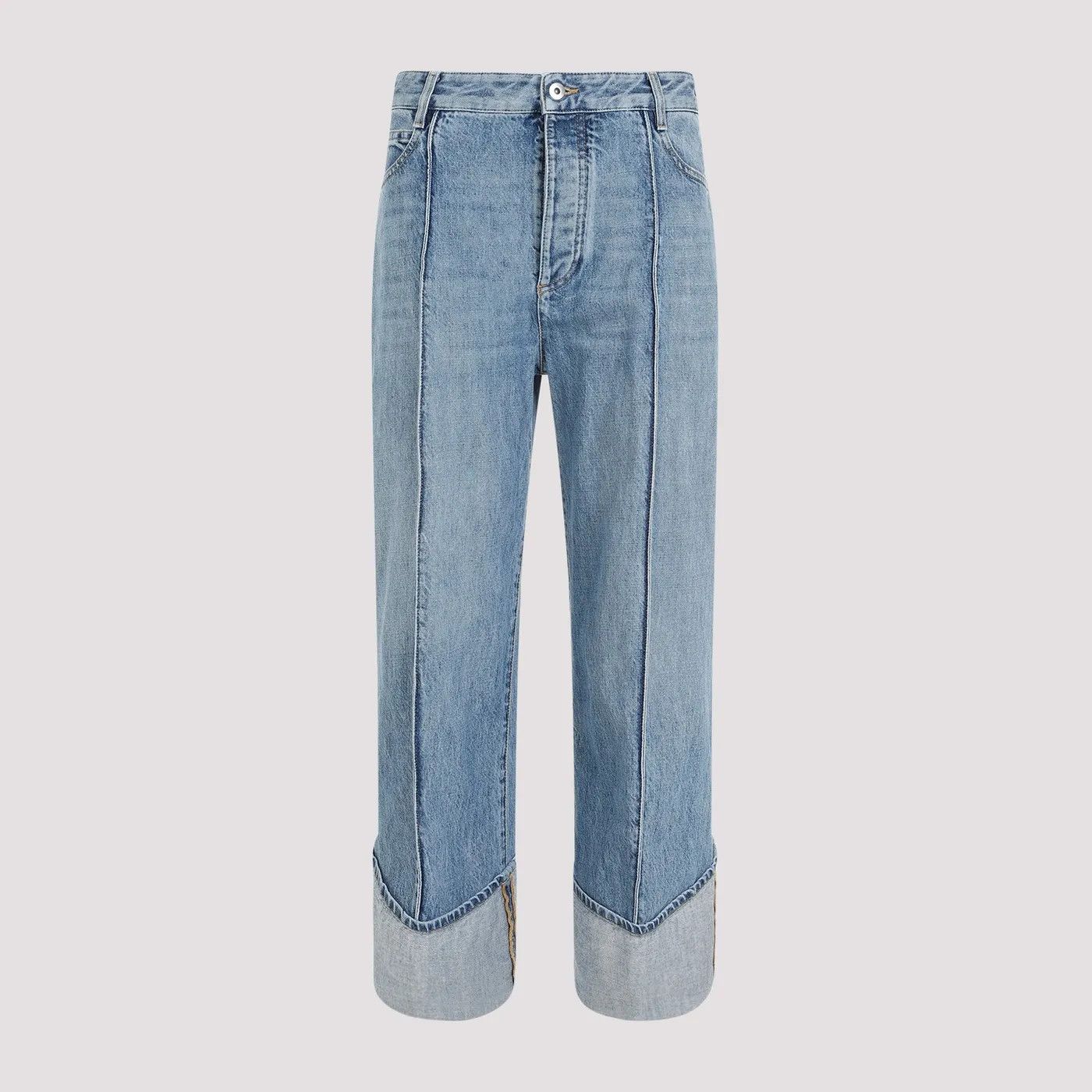 Bottega Veneta o1n1vont1225 Curved Shape Vintage Denim Jeans in Blue Size 30" / US 8 / IT 44 - 1 Thumbnail