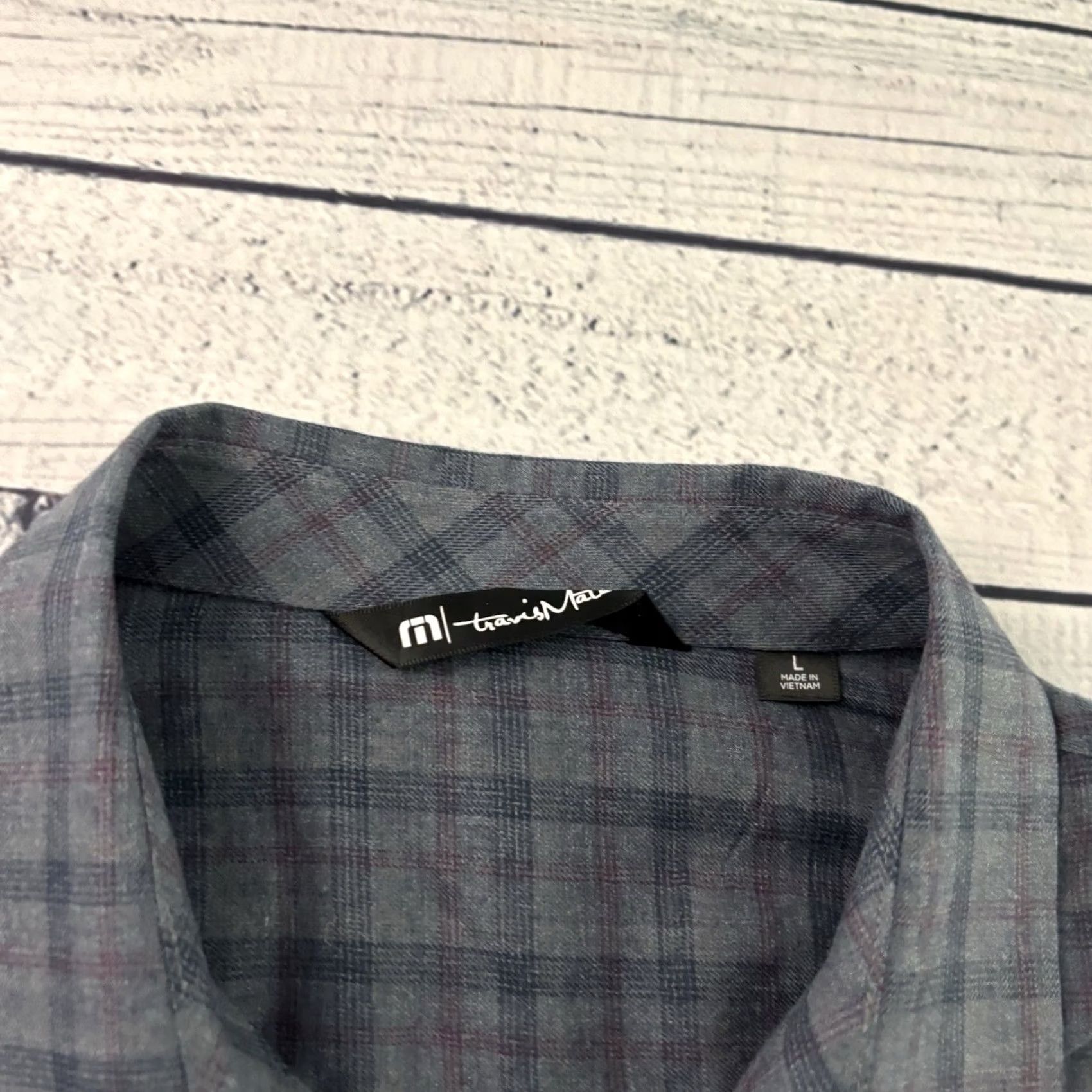 TravisMathew Travis Mathew Long Sleeve Plaid Button-Up Shirt Men's L Blue Gray Size US L / EU 52-54 / 3 - 2 Thumbnail