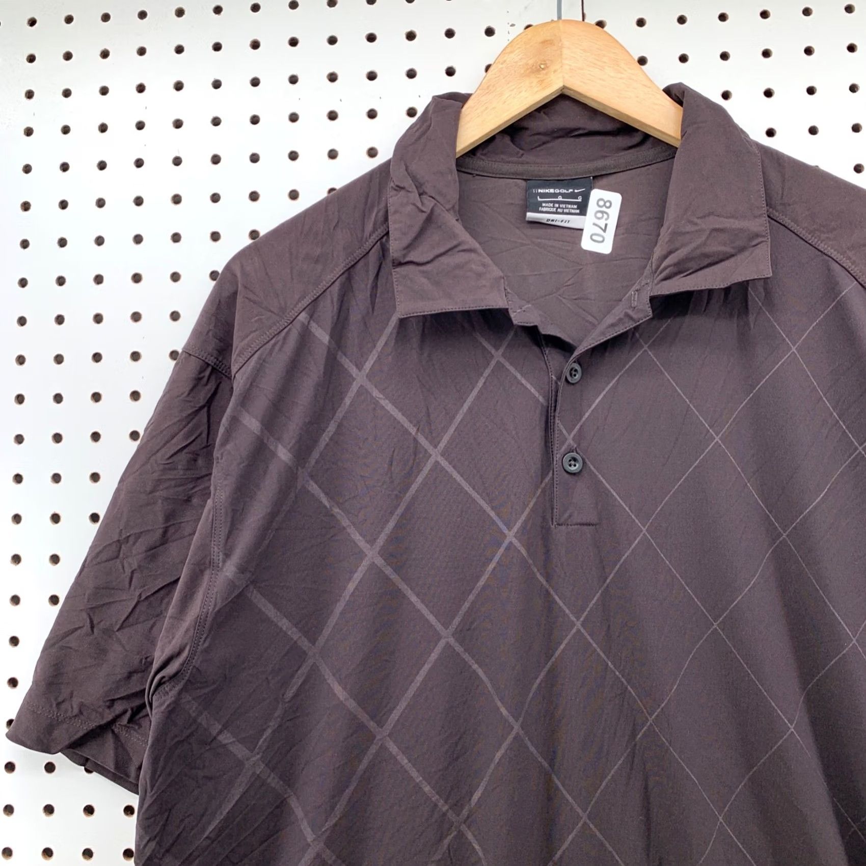 Nike Nike Golf Polo Shirt Mens L Brown Argyle Diamond Pattern Dri-Fit 22.5x30.5 Size US L / EU 52-54 / 3 - 4 Thumbnail