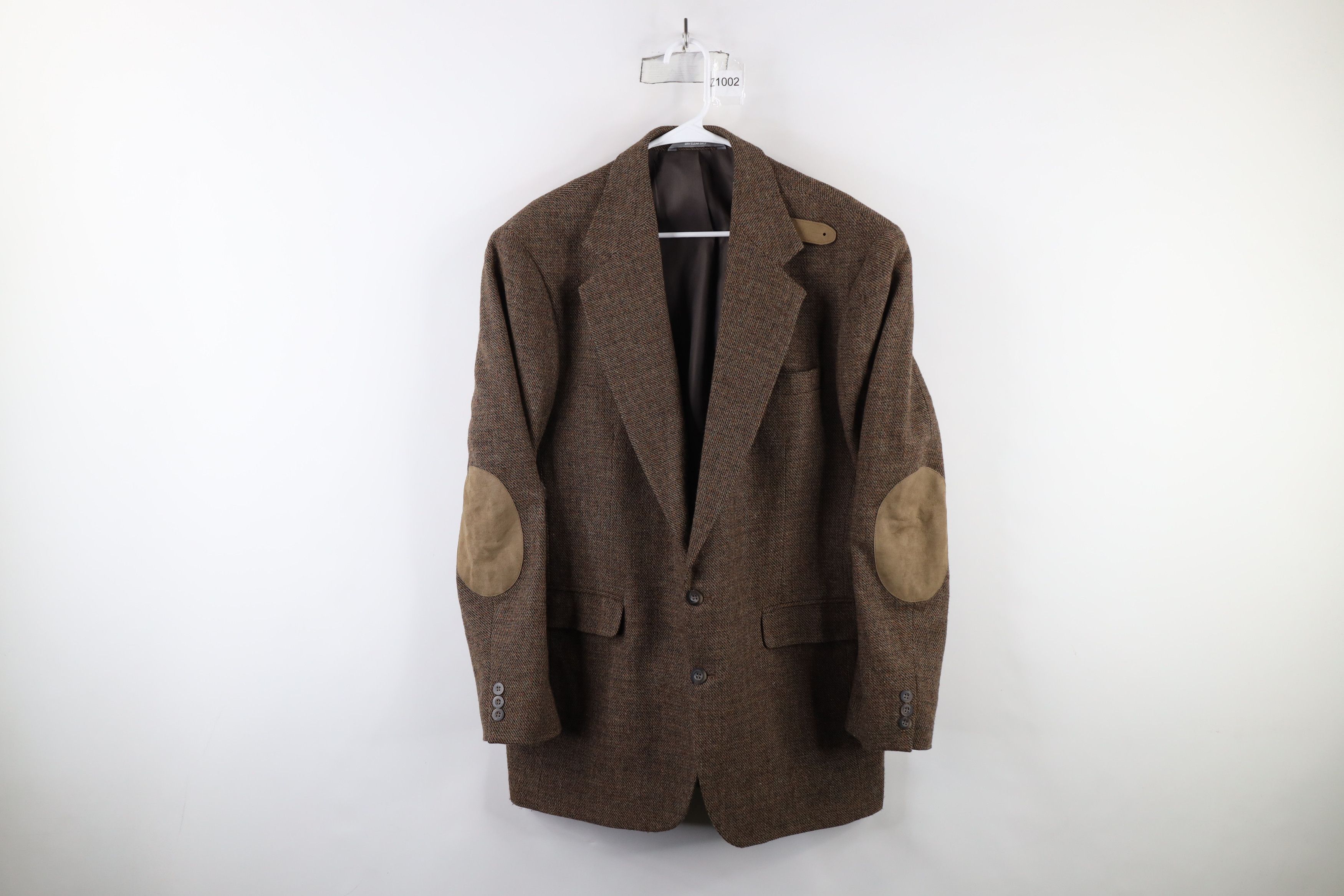 Vintage Vintage 90s Tweed Elbow Patch Strap Collar Blazer Jacket USA Size US XXL / EU 58 / 5 - 1 Thumbnail