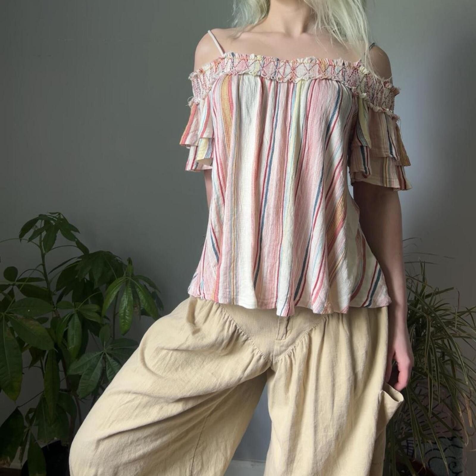 Other Living Doll Women's Rainbow Striped Blouse Size S / US 4 / IT 40 - 3 Thumbnail