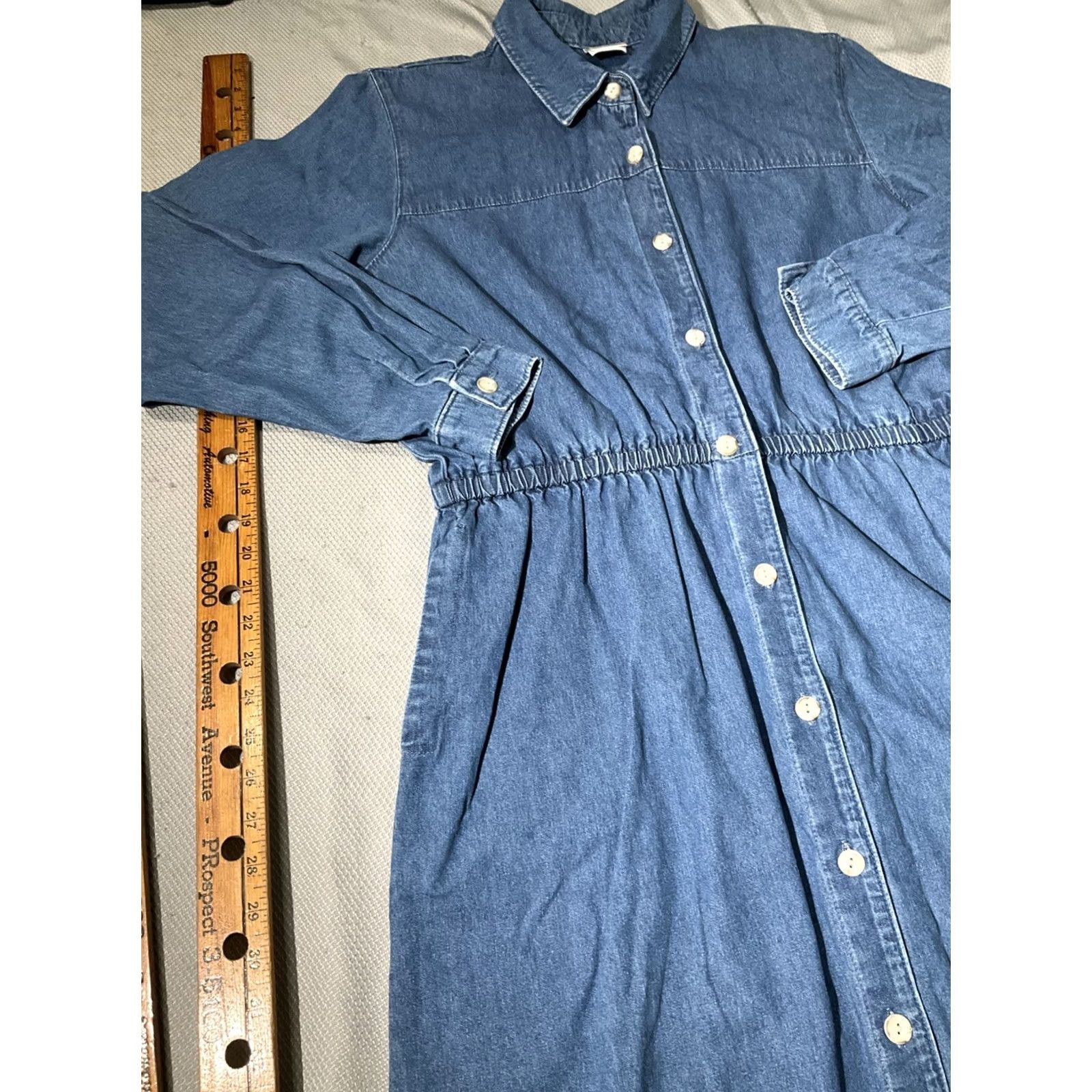 Jim Thompson VINTAGE Norm Thompson Dress Womens 16 Blue Chambray USA Made Button Maxi Cottagecore Dress Size XXL / US 16-18 / IT 52-54 - 3 Thumbnail