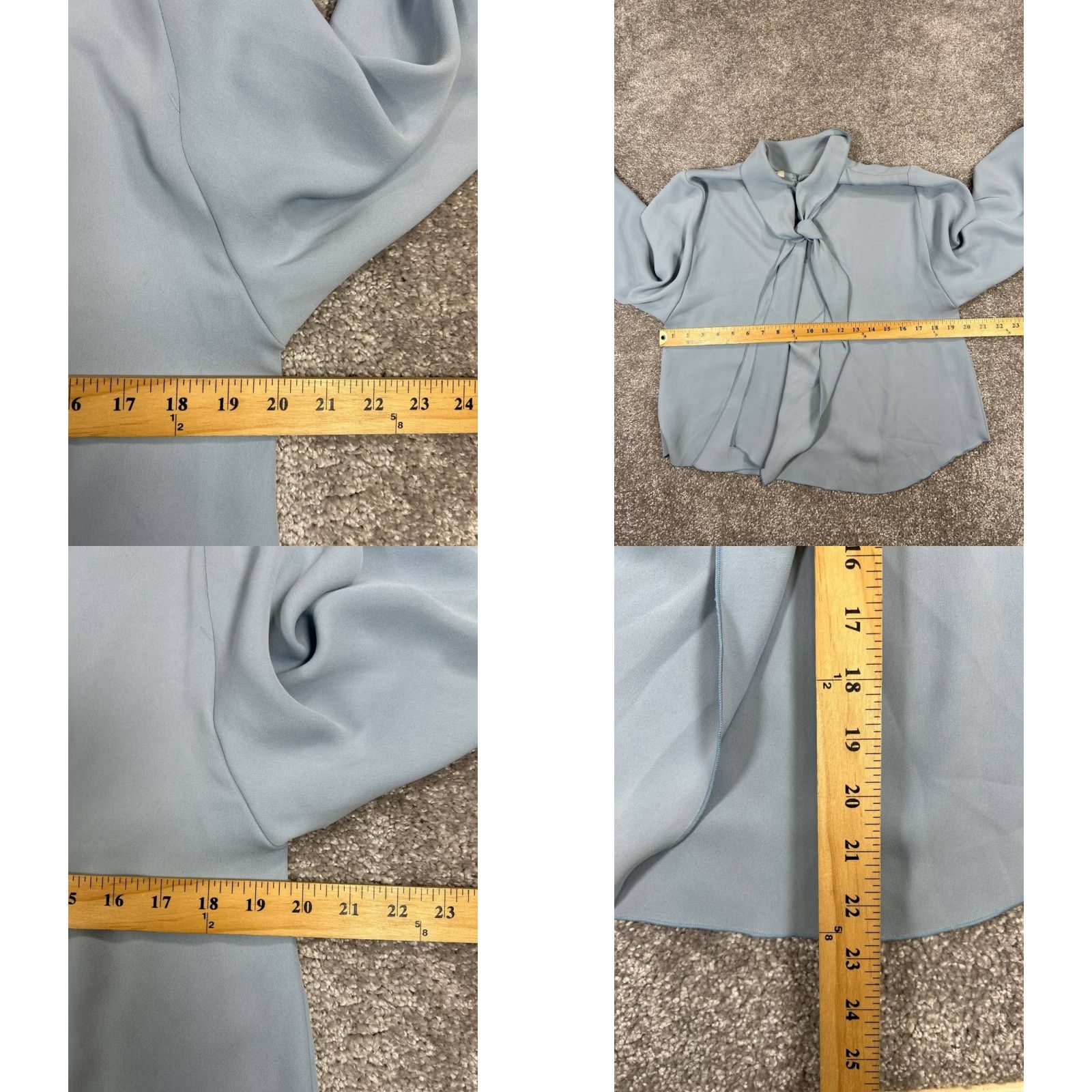 Vintage Babaton Shirt Womens M Blue Blouse Casual Lightweight Polyester Button Crew Neck Long Sleeve Size M / US 6-8 / IT 42-44 - 8 Thumbnail