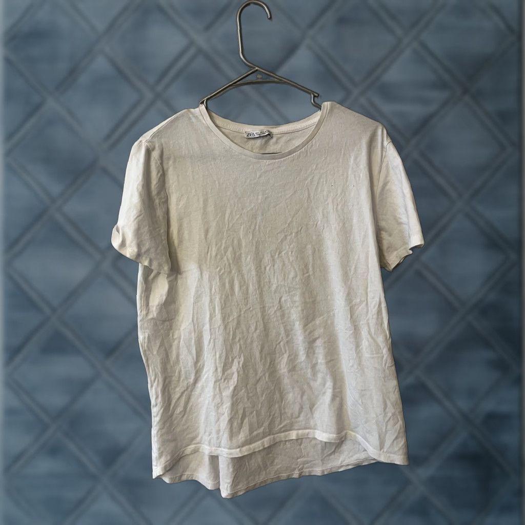 Zara Zara Knit Tee T-Shirt White Size L Short Sleeve Crew Neck Pullover Women Casual Knit Tee Shirt (L) Womens Size L / US 10 / IT 46 - 1 Thumbnail