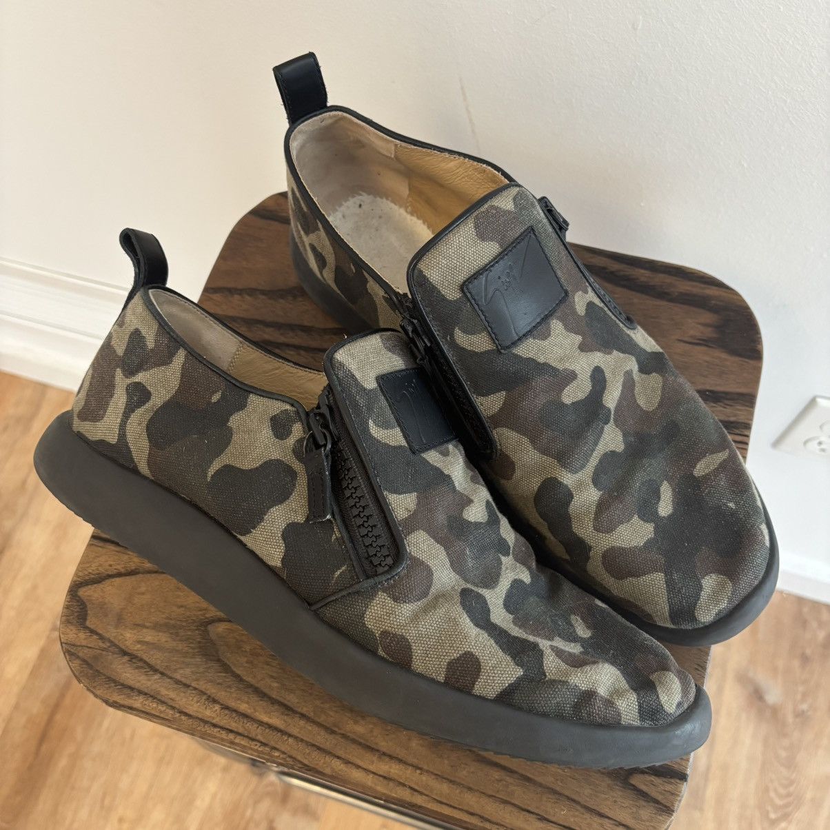Giuseppe Zanotti Giuseppe Zanotti green camo print slip-on size 45 Size US 12 / EU 45 - 1 Thumbnail