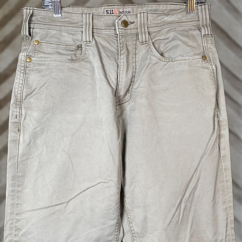 Vintage 5.11 Tactical Series Mens Jeans Tan Straight Workwear Stretch 31x30 Mens Pants Beige Size 31 Straight Jeans 5.11 Tactical Size US 31 - 1 Thumbnail