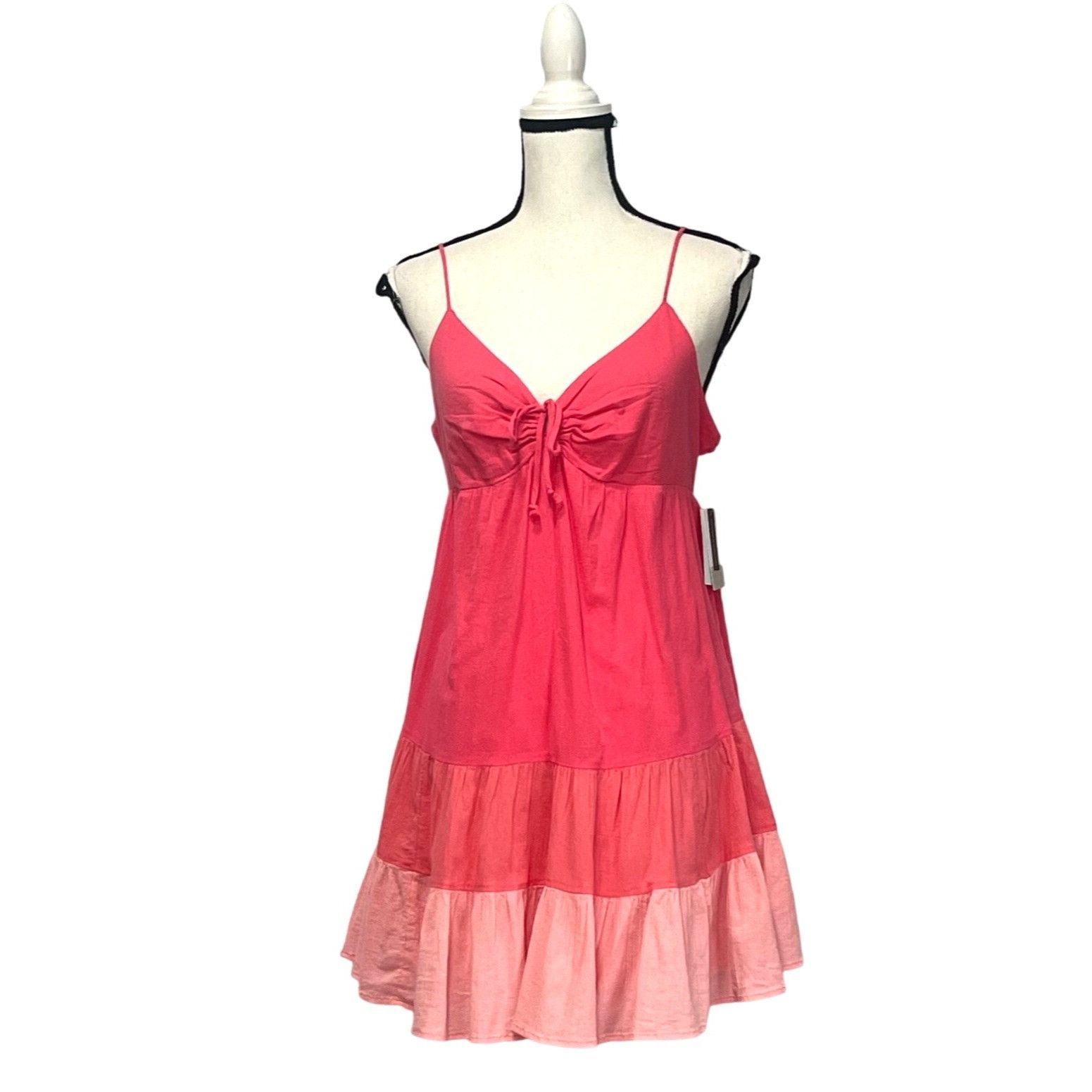 Other Bp Junior's Floral Tiered Cotton Babydoll Dress In Pink Mul Size M / US 6-8 / IT 42-44 - 3 Thumbnail