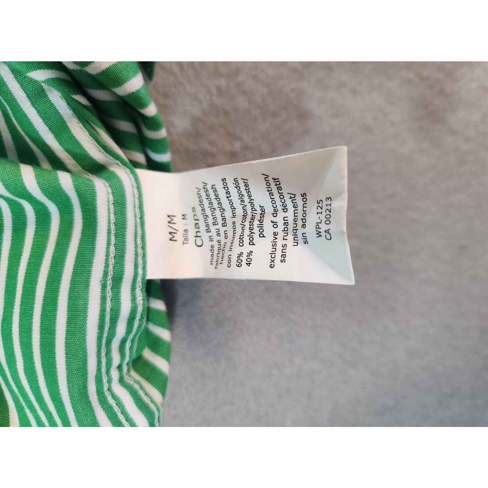 Chaps Mens Chaps Long Sleeve Green Striped Button Front Shirt Size US M / EU 48-50 / 2 - 8 Thumbnail