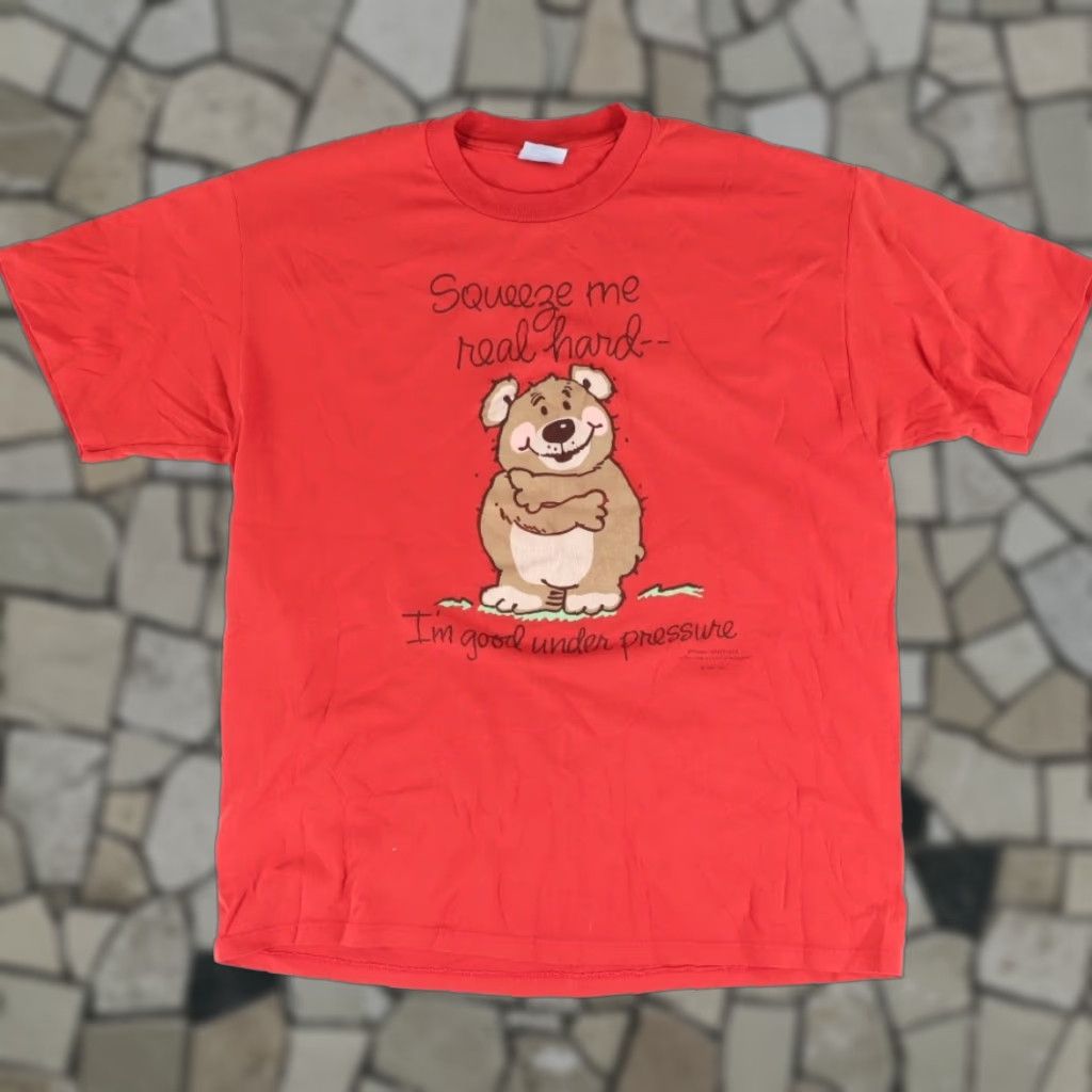 Vintage VINTAGE Stedman Shirt Men XL Red Novelty Teddy Bear Shoebox Greetings Solid T-Shirt Size US XL / EU 56 / 4 - 1 Thumbnail