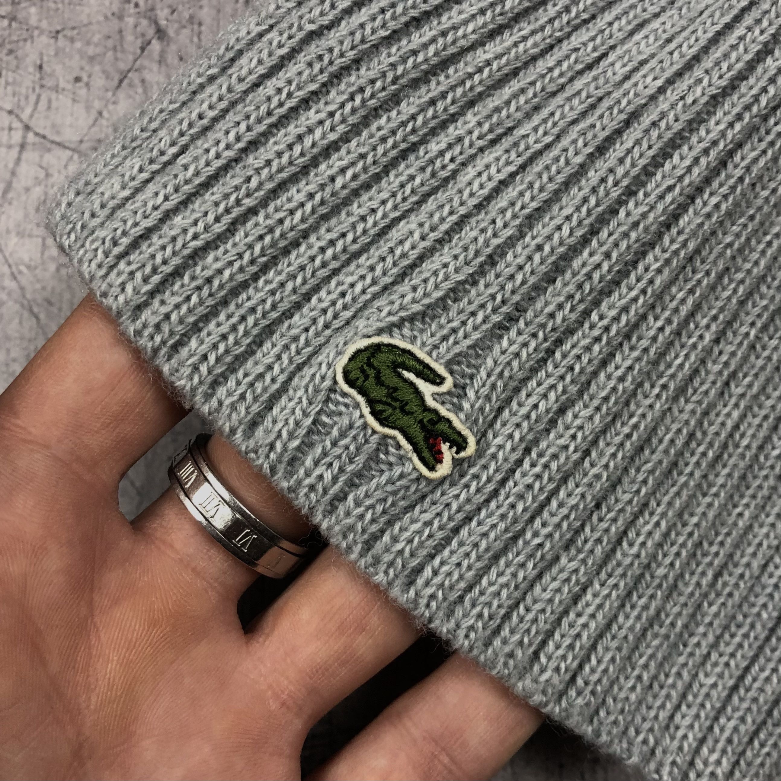 Lacoste Lacoste Crocodile Wool Acrylic Beanie Hat Size ONE SIZE - 5 Thumbnail