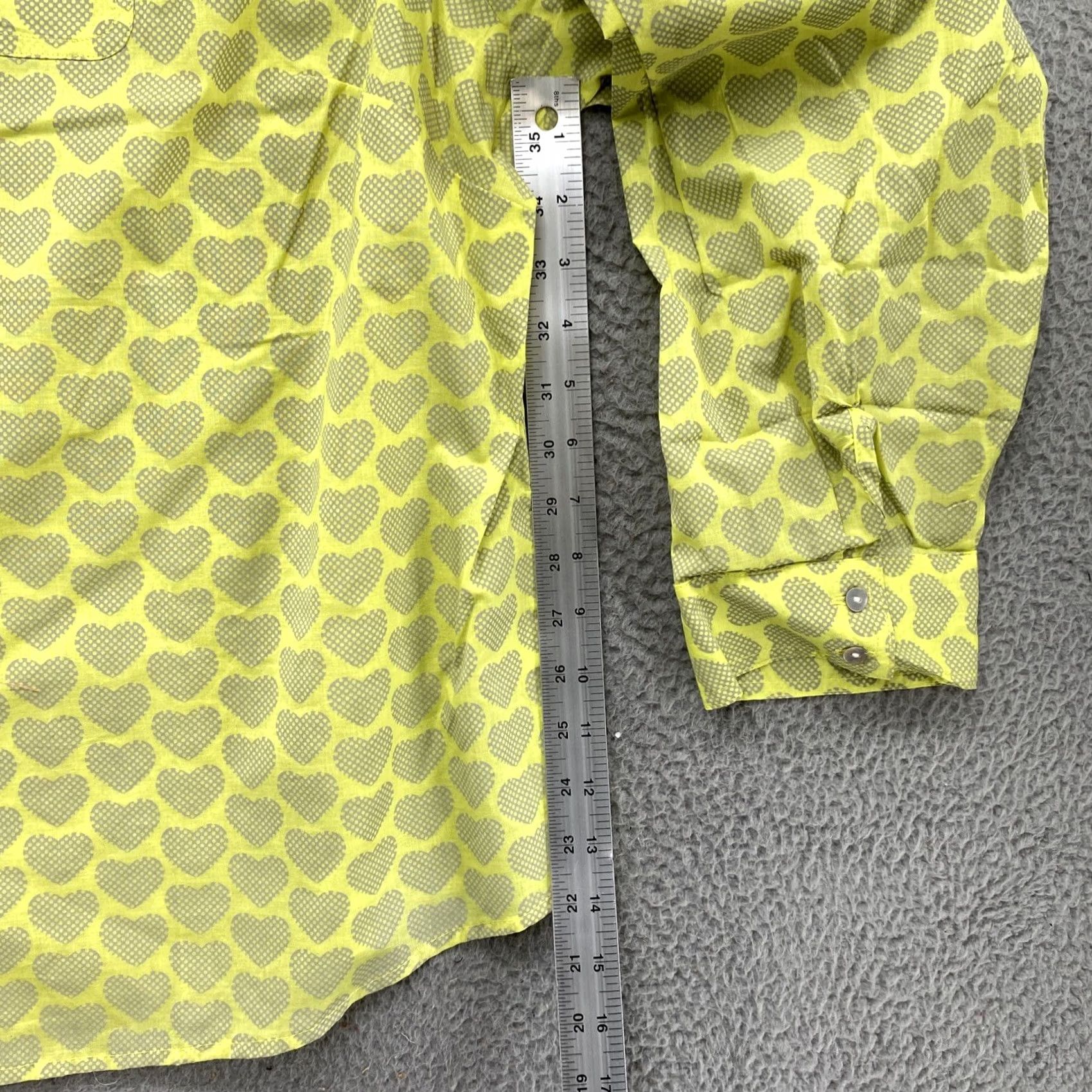 Vintage VINTAGE Cato Shirt Button-Up Heart Pattern Long Sleeve Green Women’s 26/28W NEW Size 4XL / US 24-26 - 4 Thumbnail